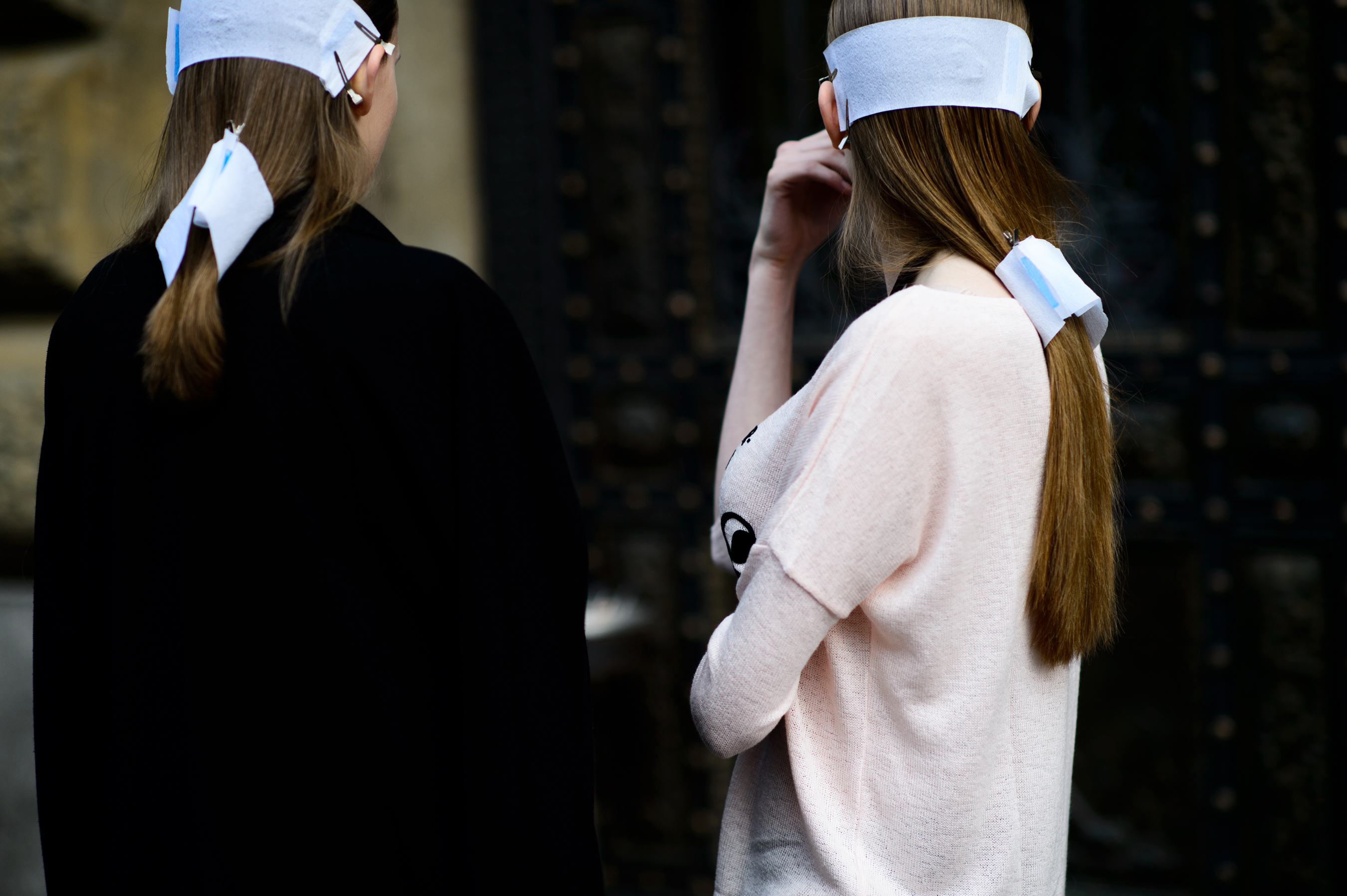 Two Czech models before a fashion show
