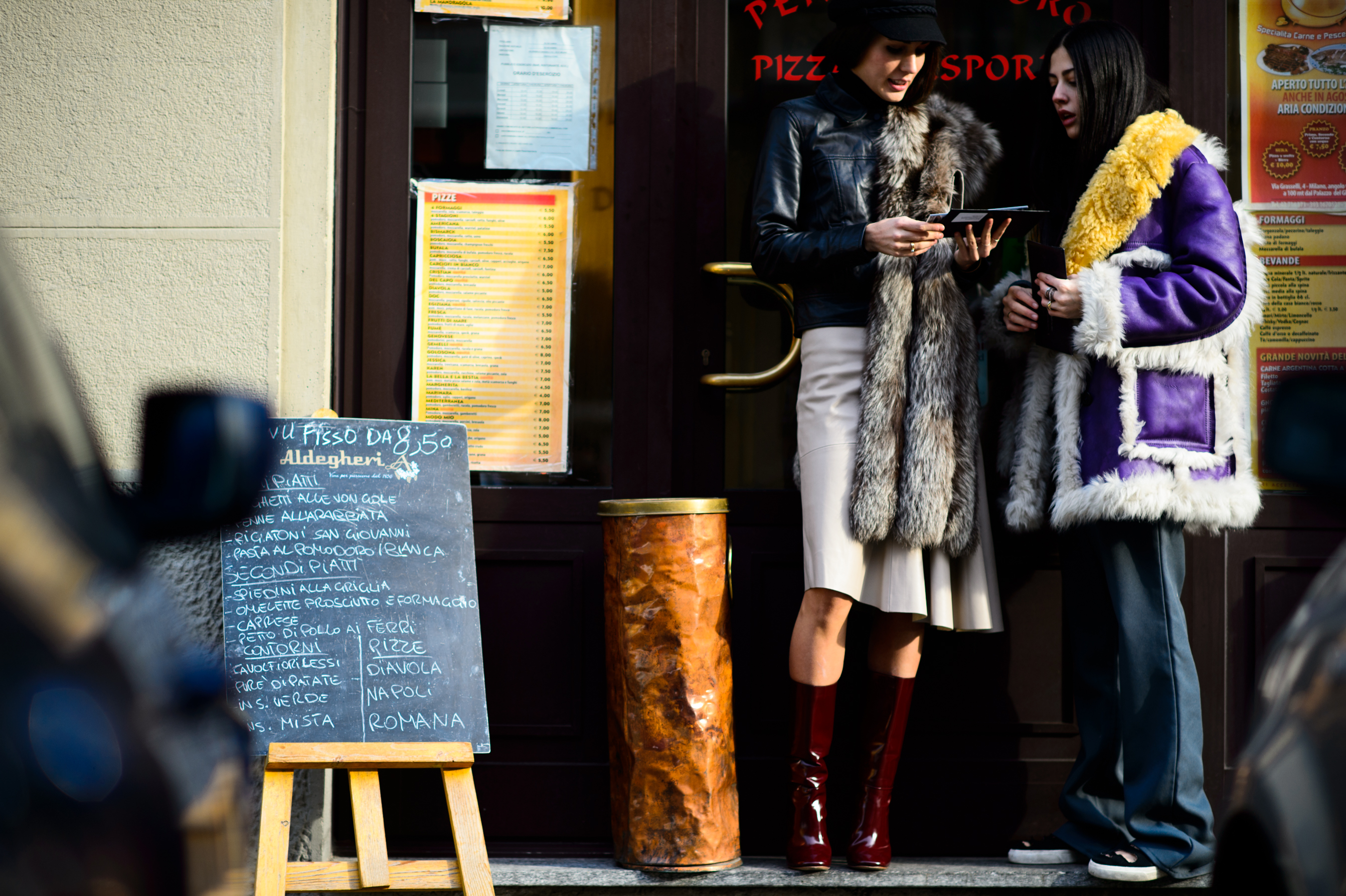 Two Italian women wearing fur