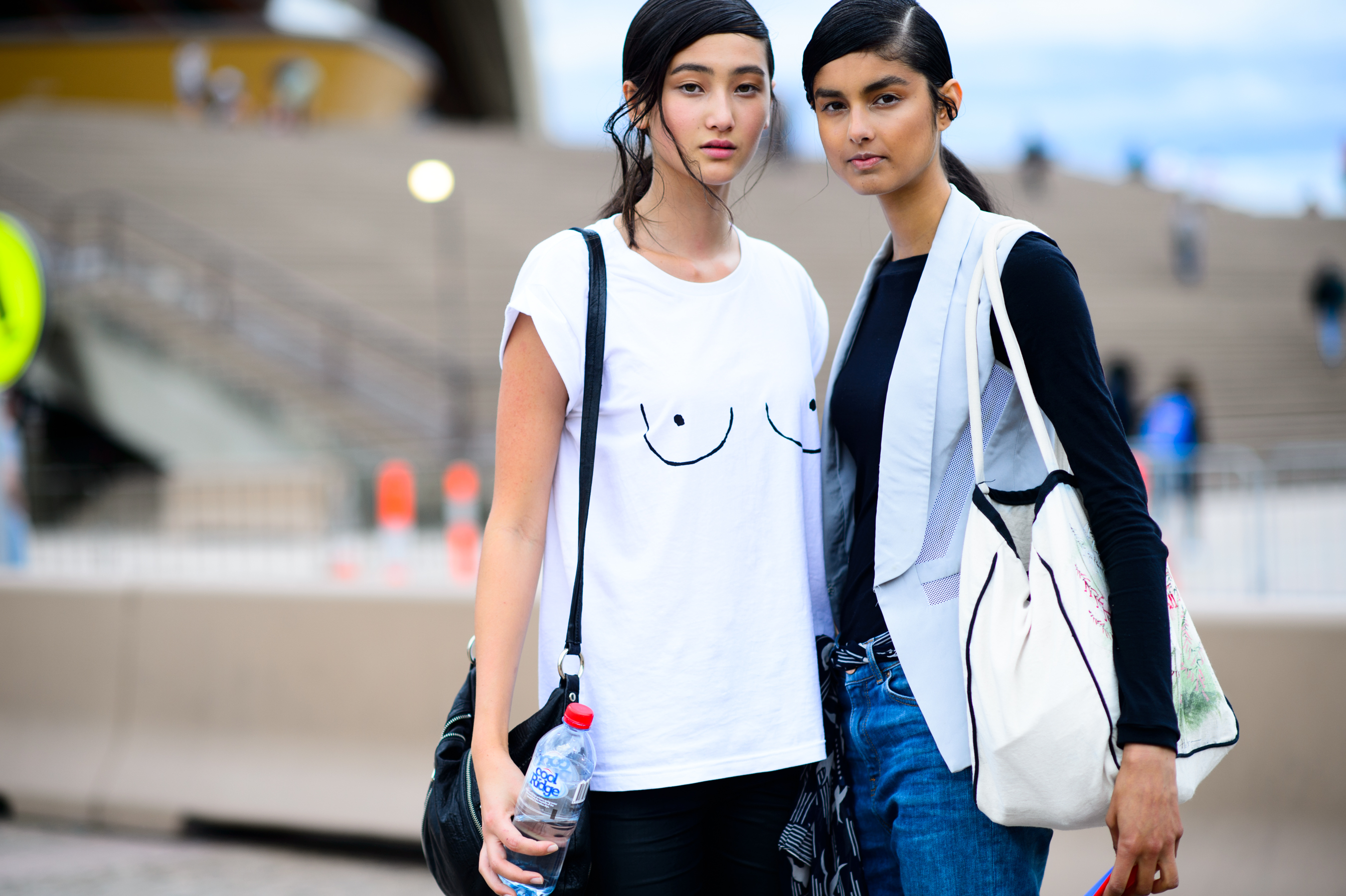 Two models after a fashion show