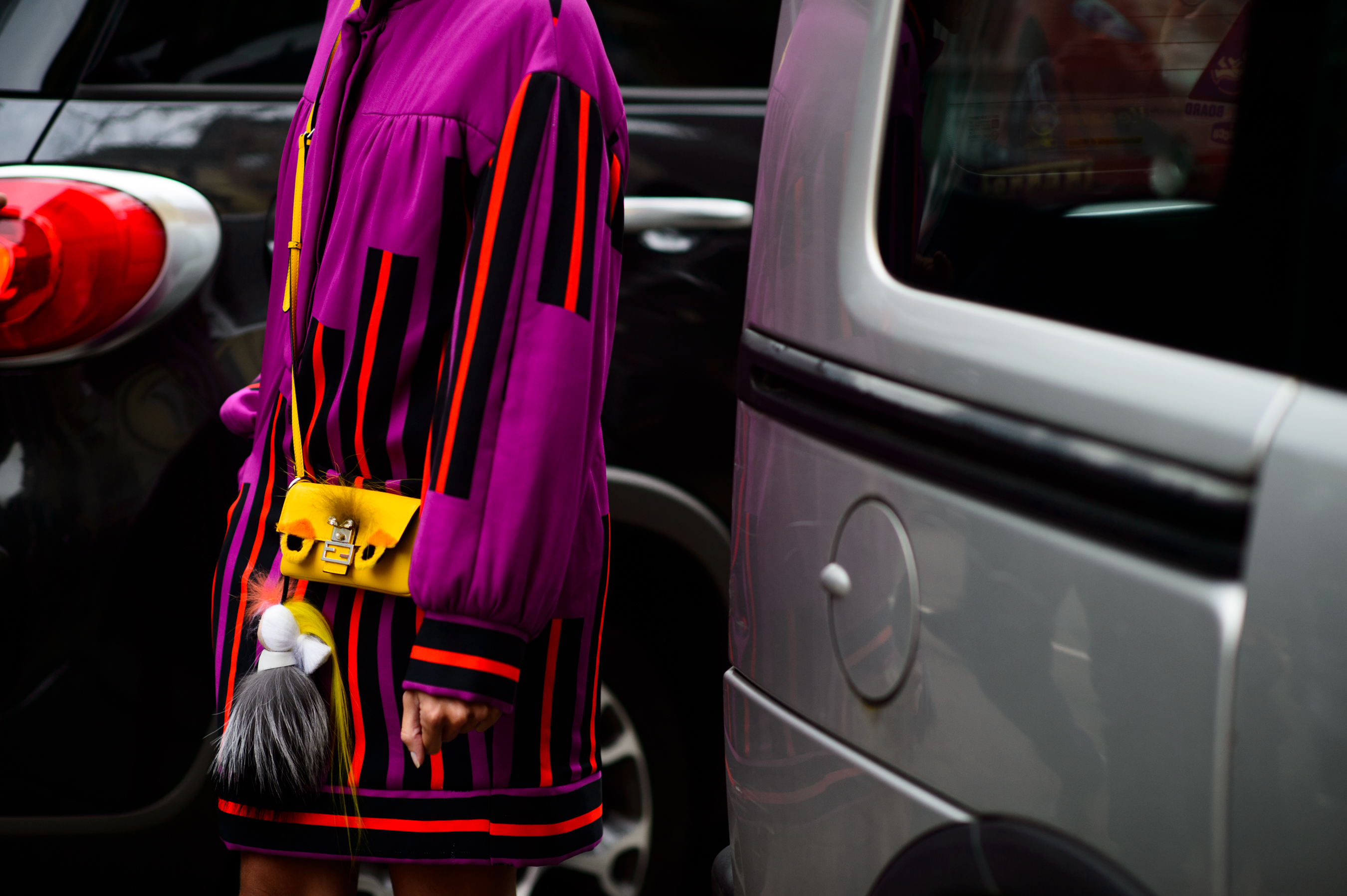 Brazilian blogger wearing purple Fendi
