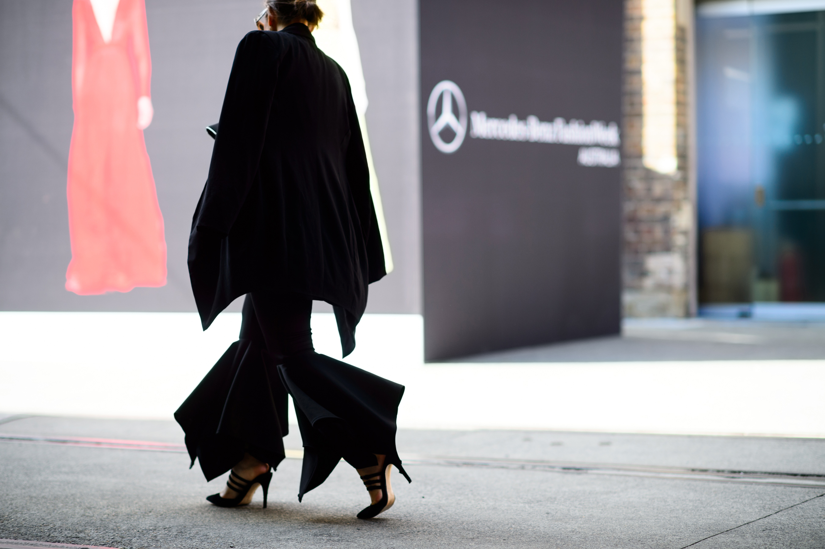 Woman wearing flared pants in Australia