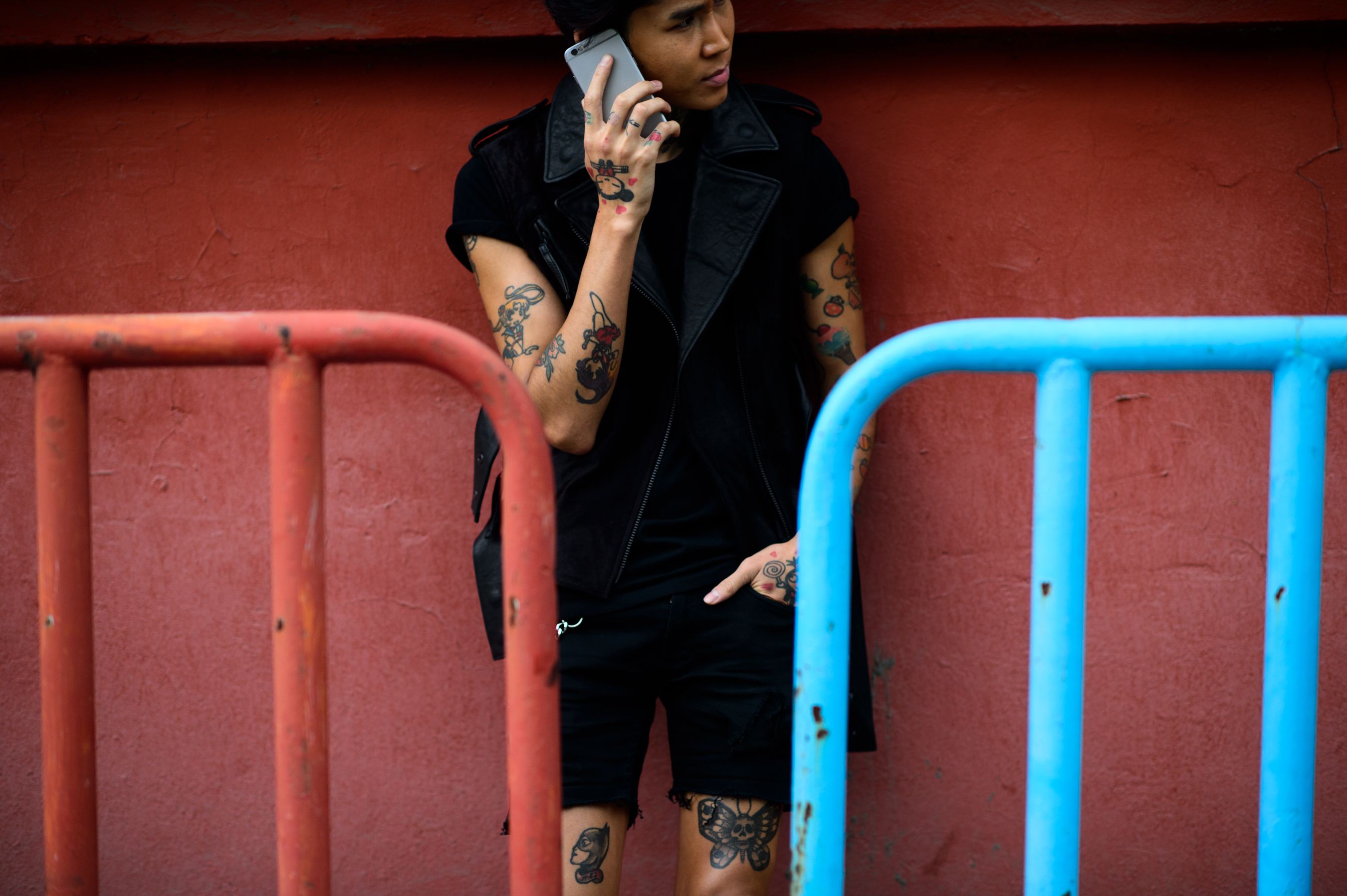 Kazakh man covered in tattoos