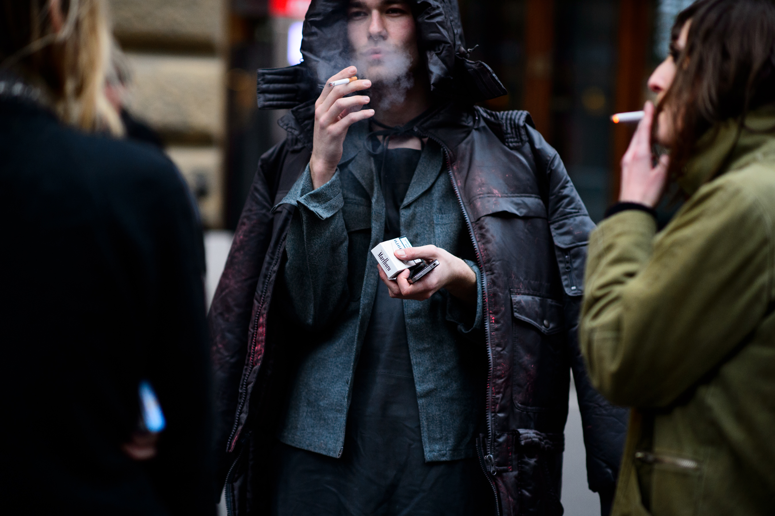 Czech guy smoking before a show