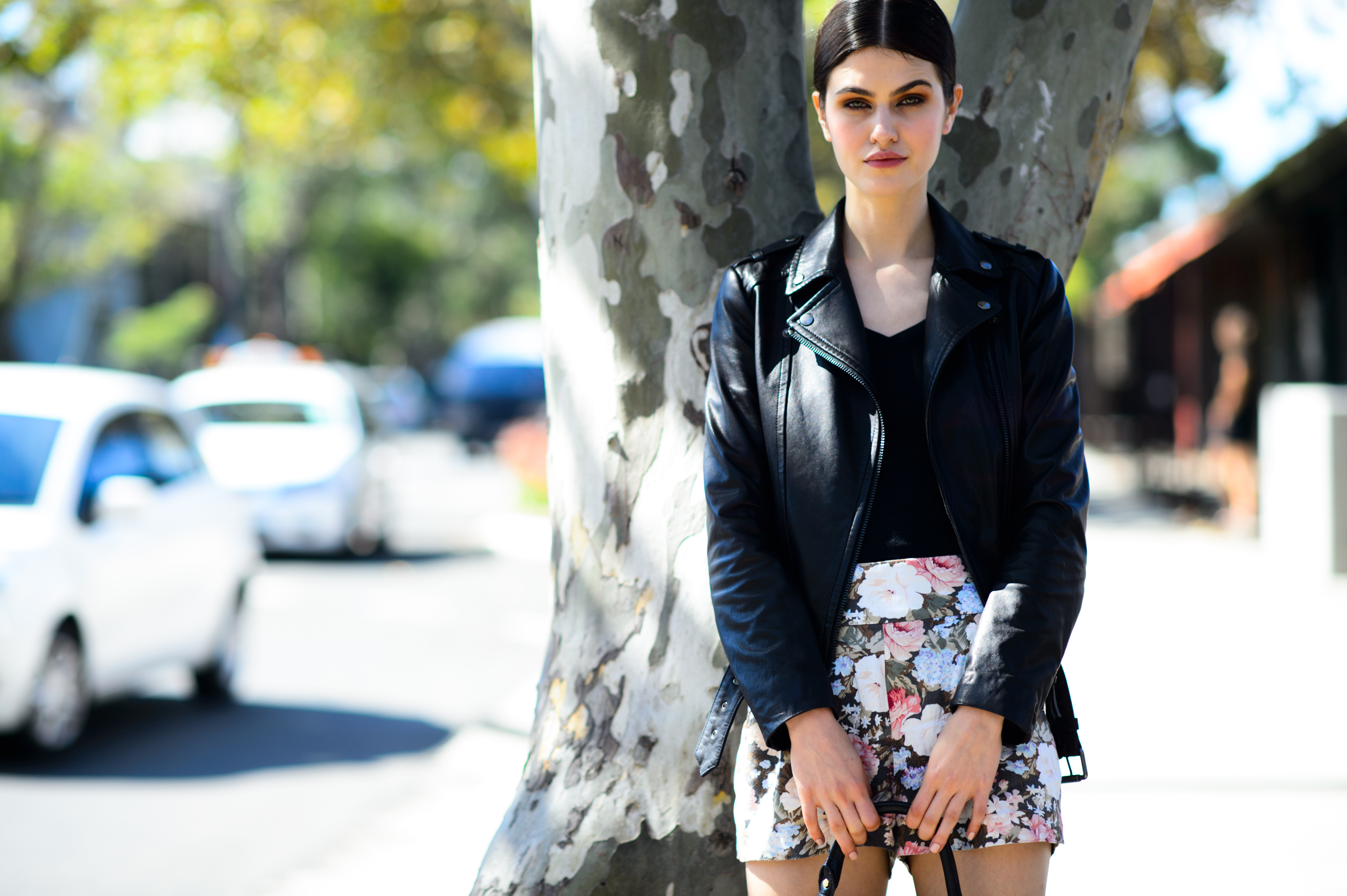 Model standing in front of a tree in Australia