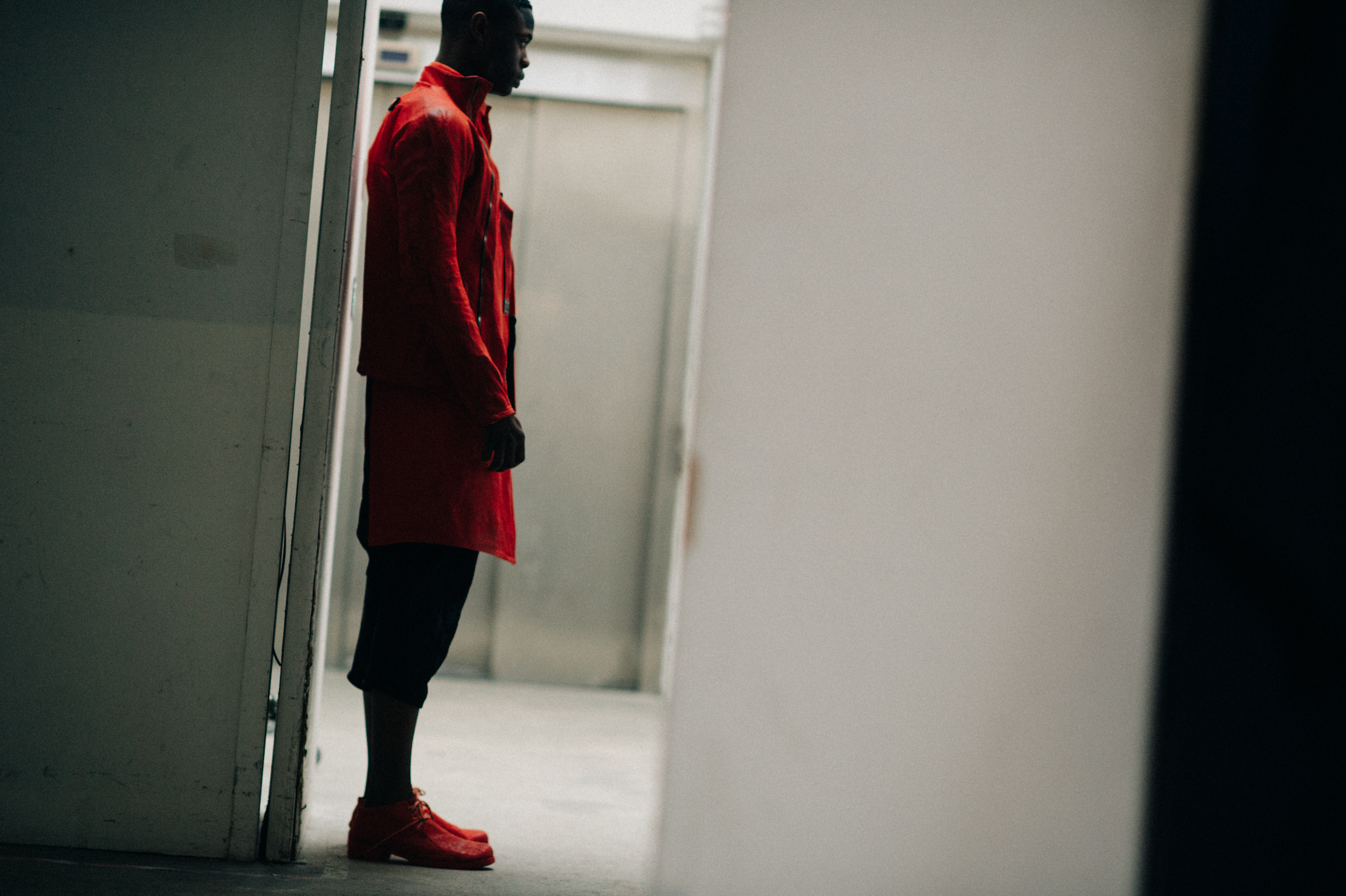 Mac Phiri wearing all red leather