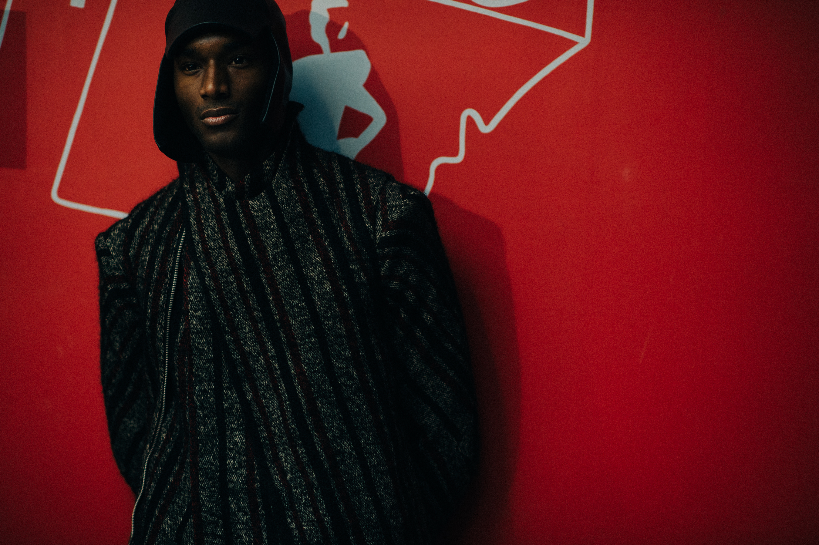 Male model Corey Baptiste before the show