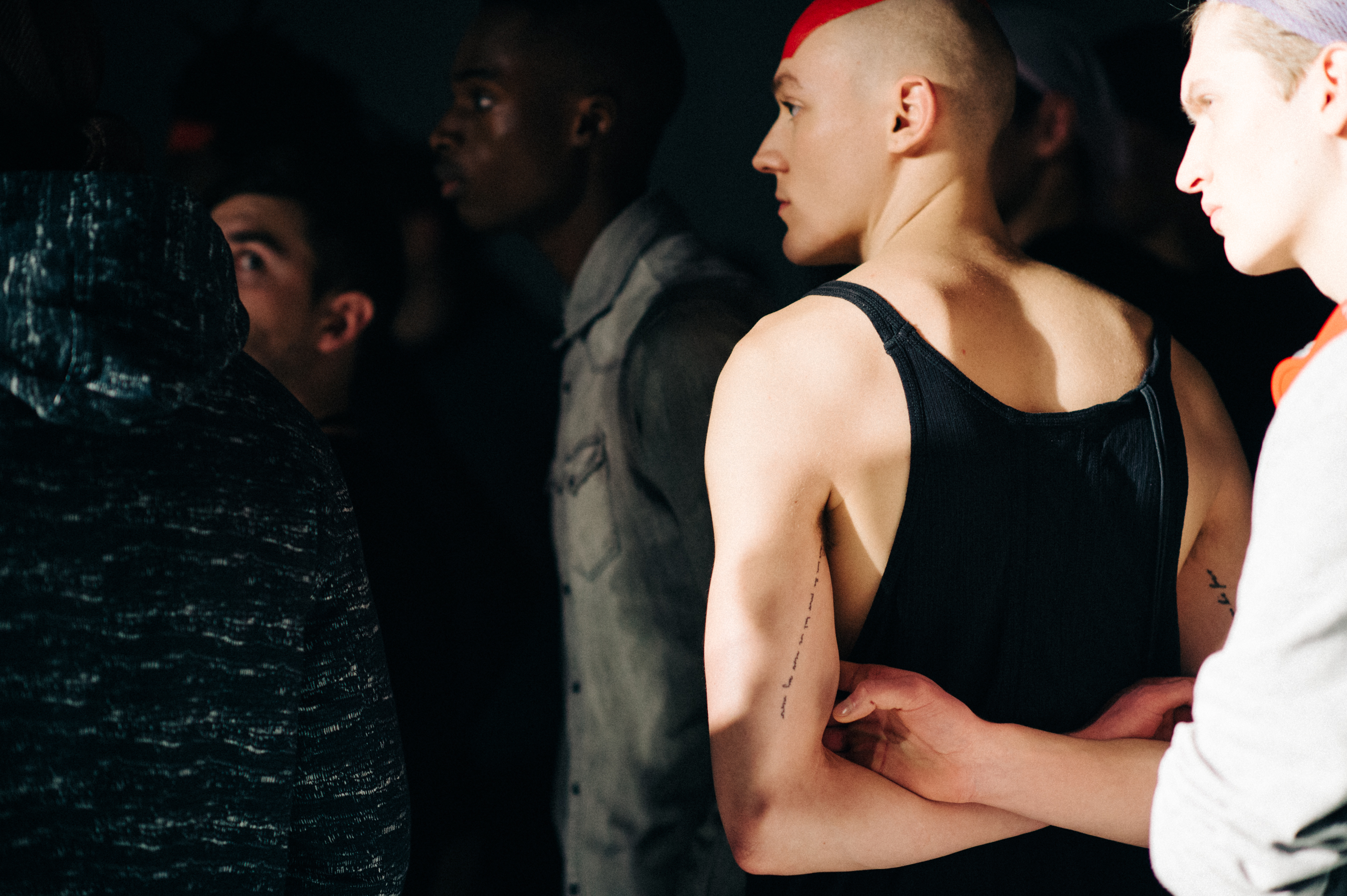 Male models before the show