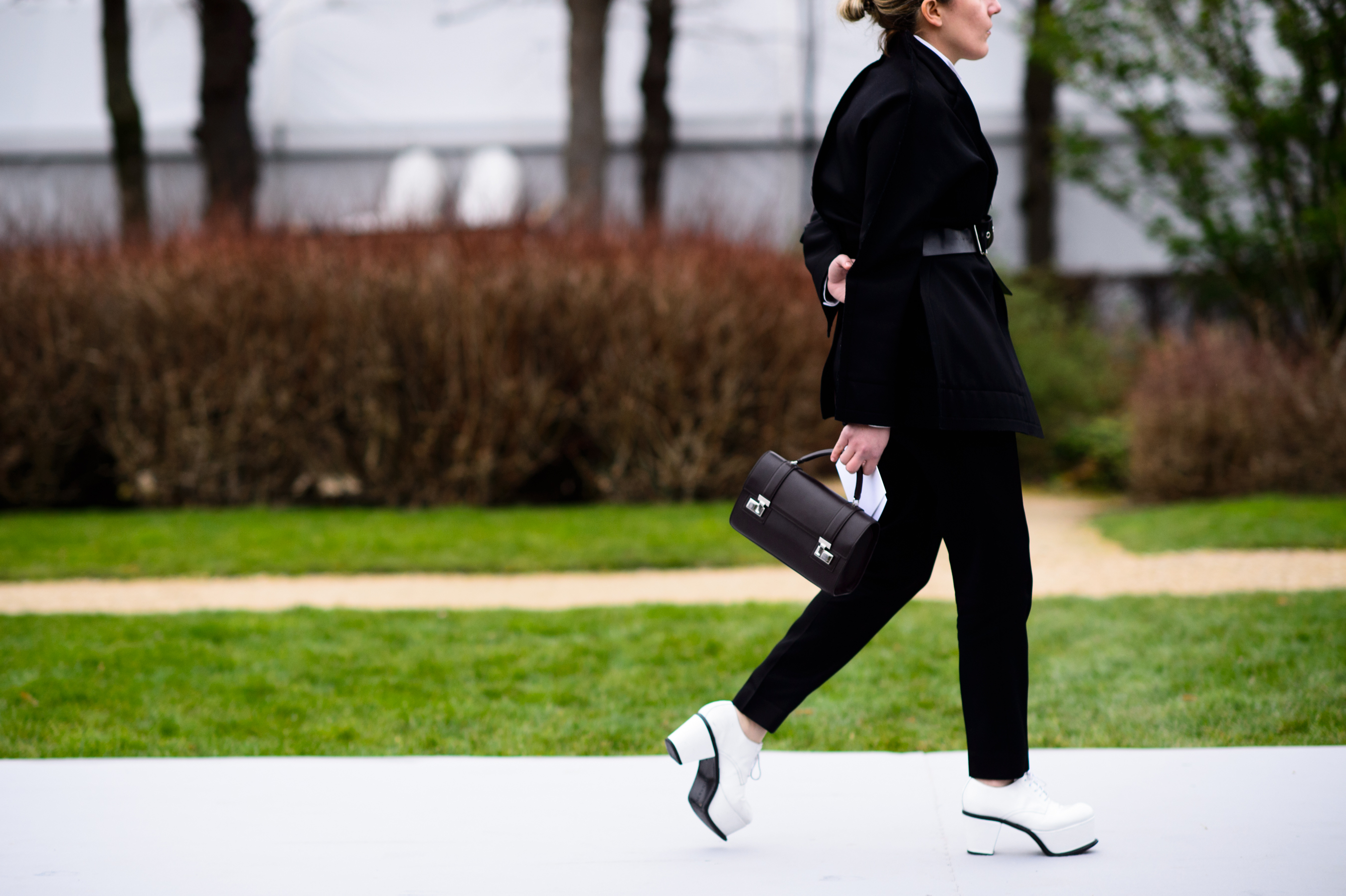 Woman wearing Comme des Garçons shoes