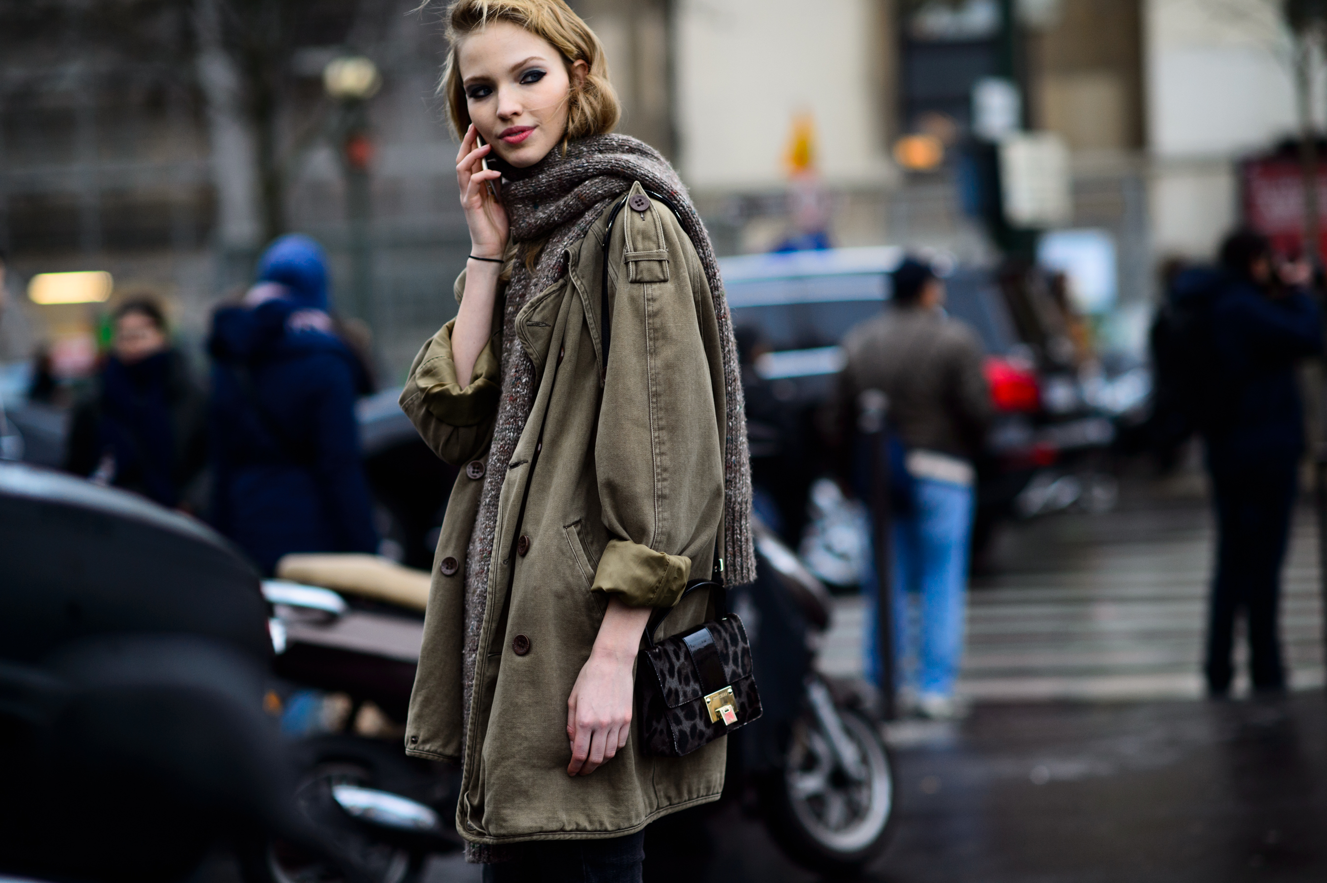 Russian model talking on her phone