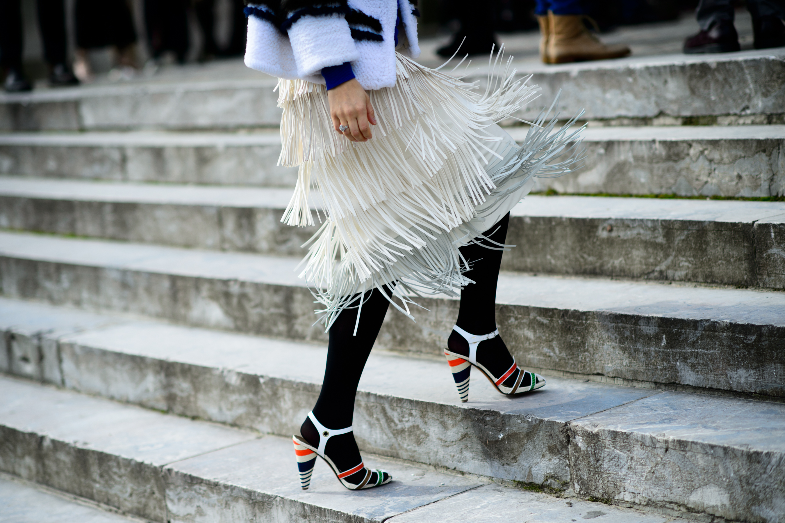 Ukrainian woman wearing a fringe skirt