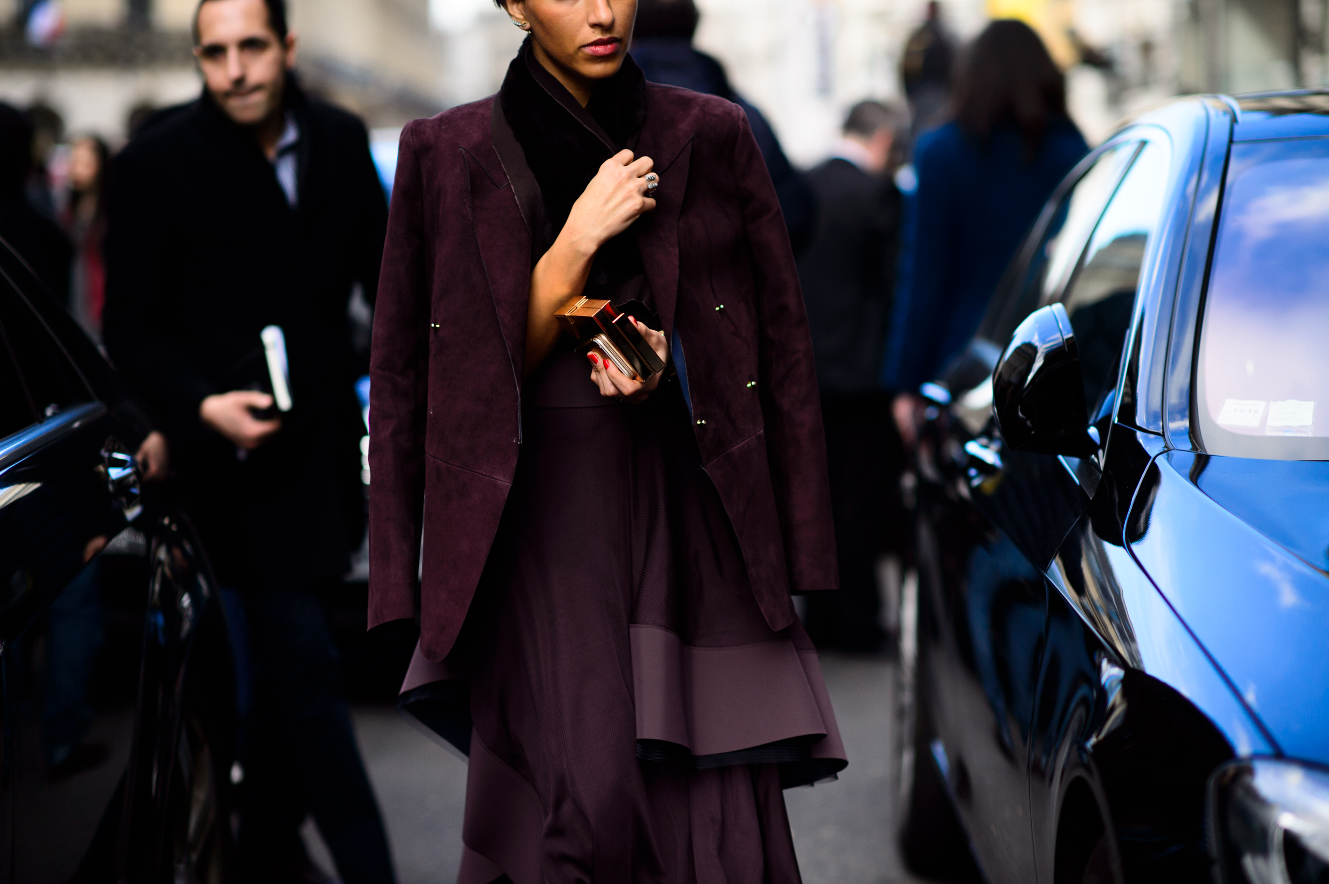 Saudi princess wearing oxblood to Balmain