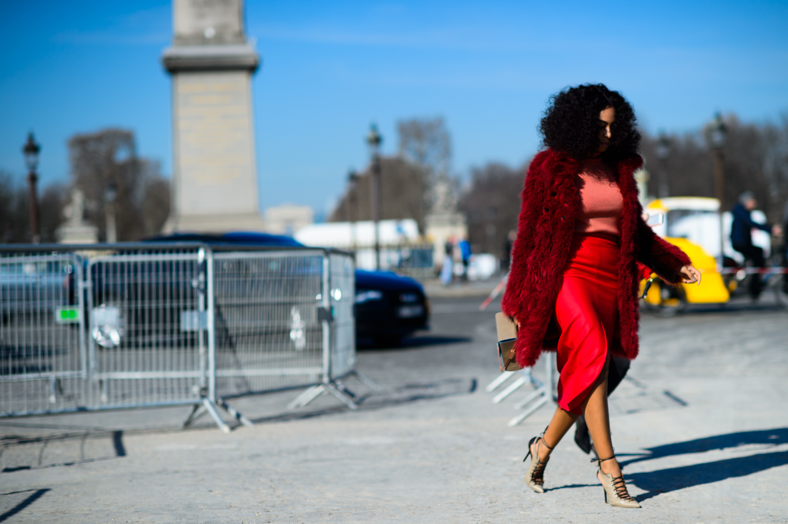 DJ wearing all red at Place de la Concorde