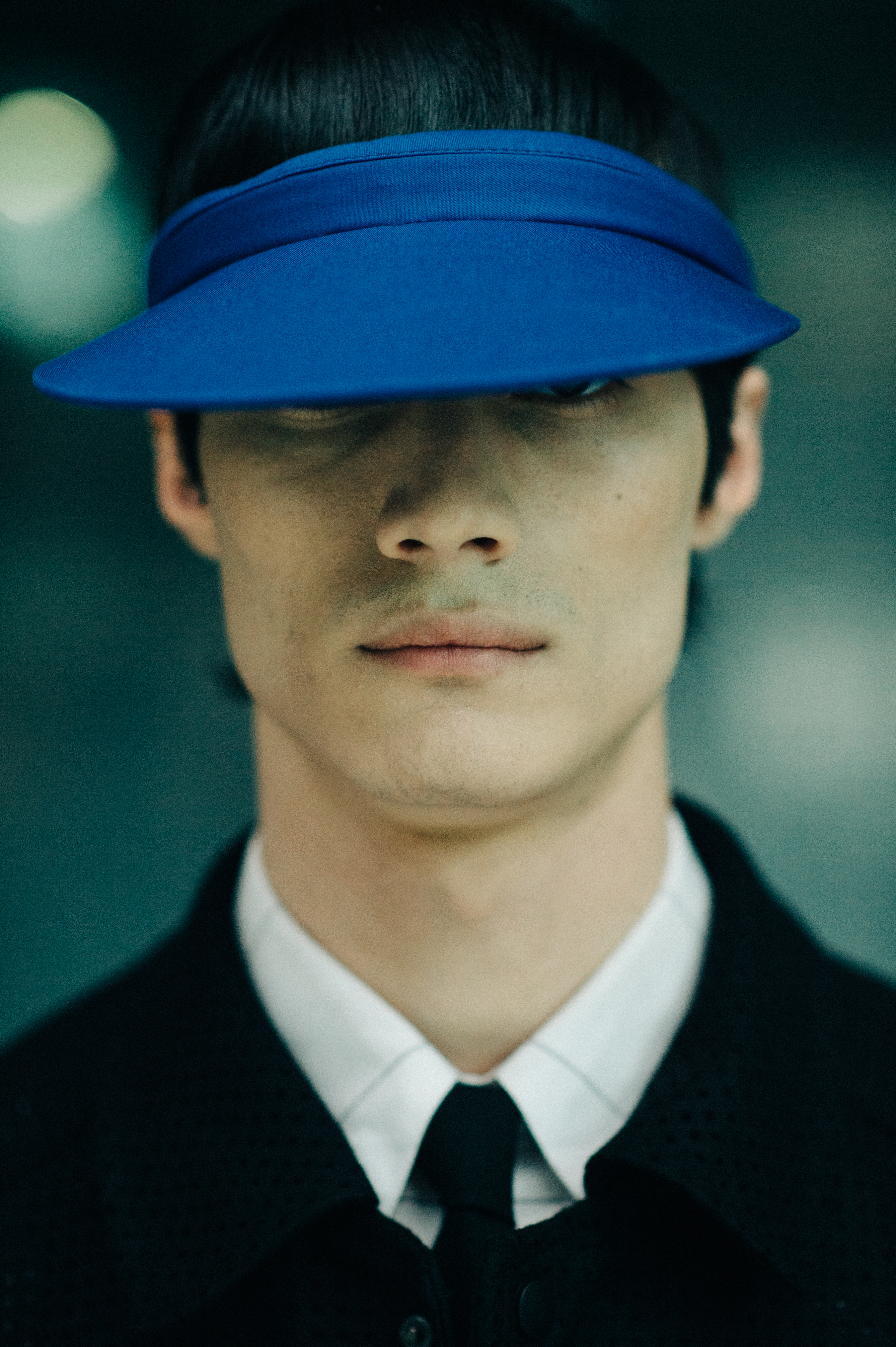 Male model portrait in a visor