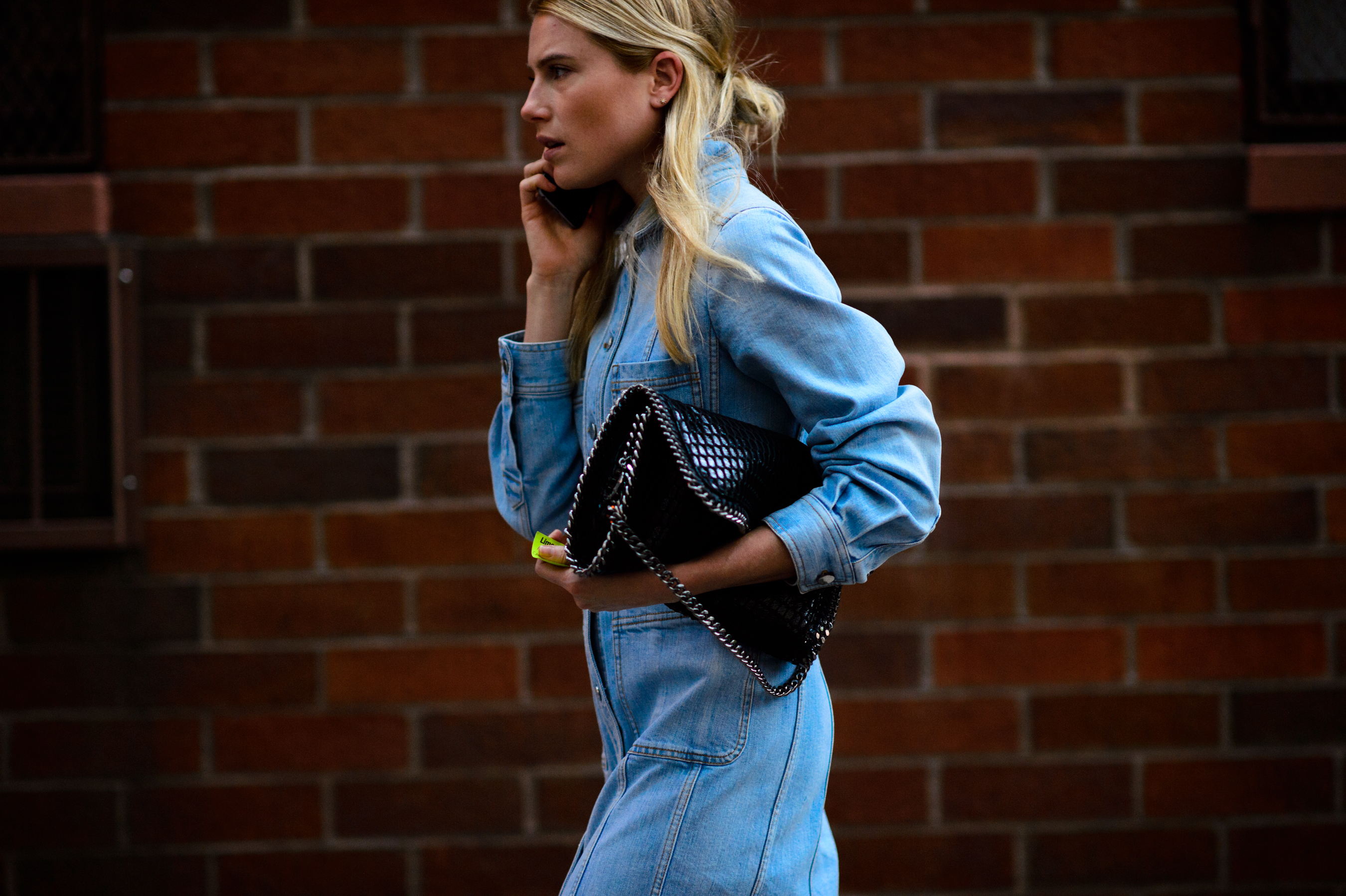 American model wearing denim Stella McCartney Spring 2016