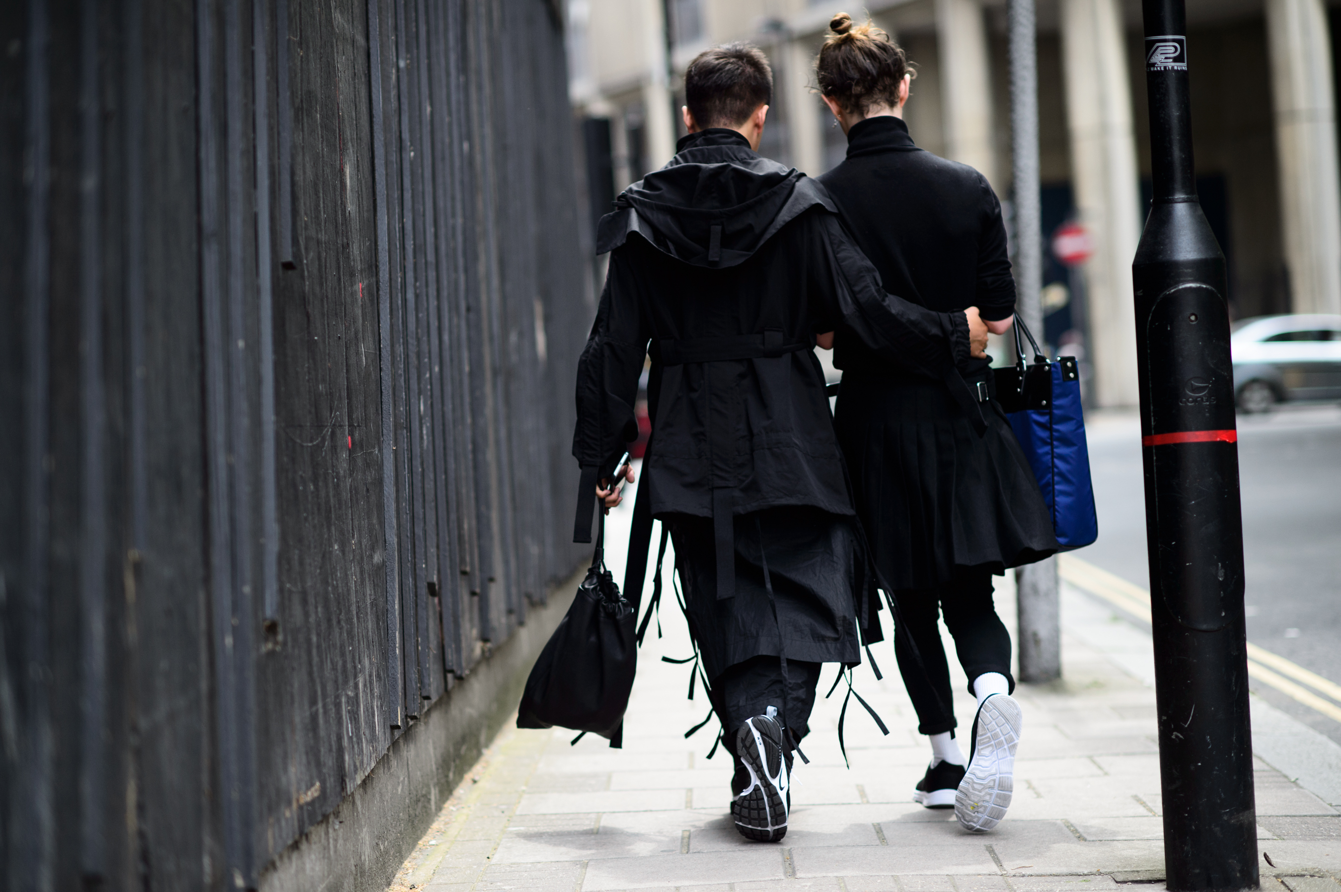 Couple wearing all black in England