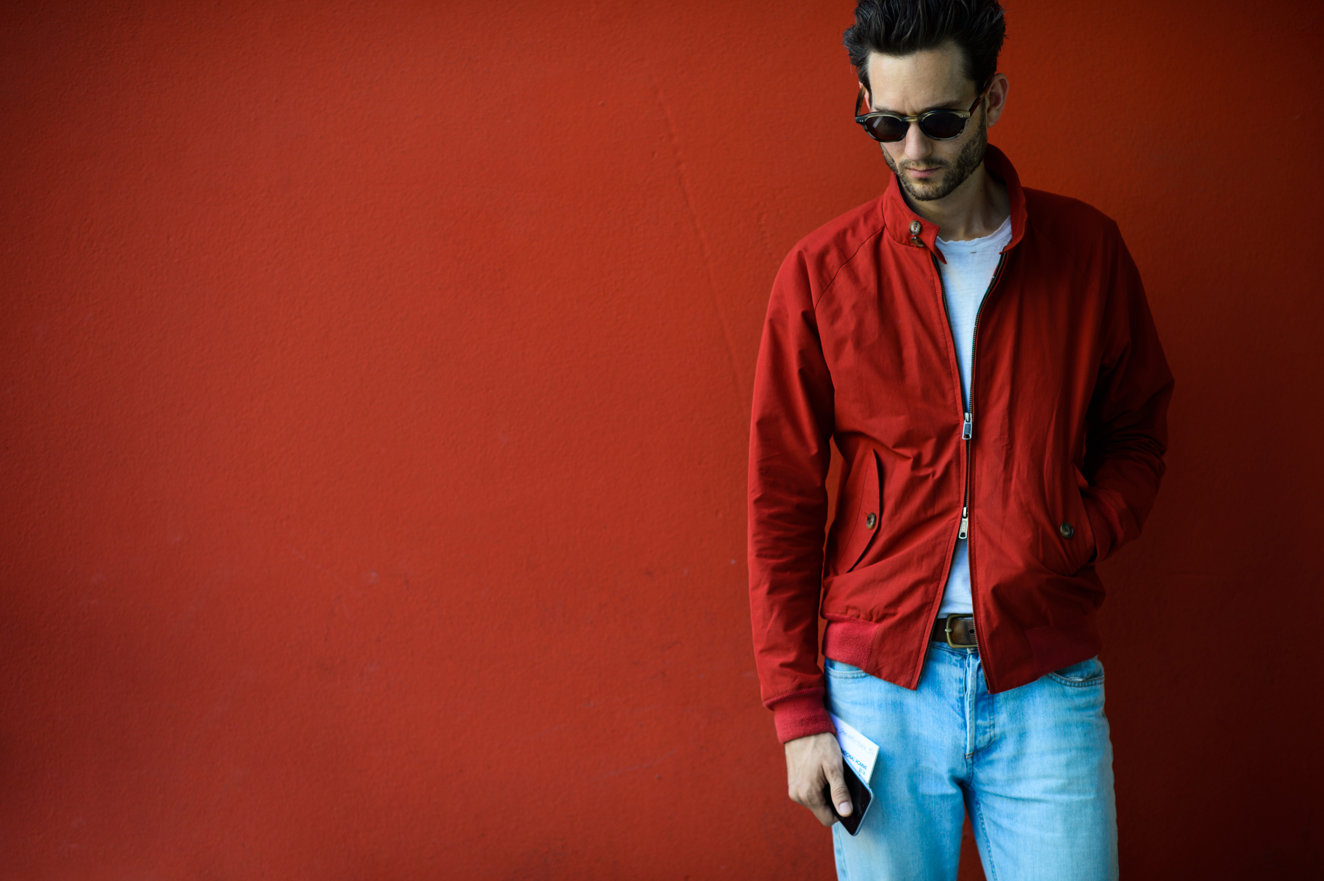 Kiwi menswear blogger wearing a red jacket
