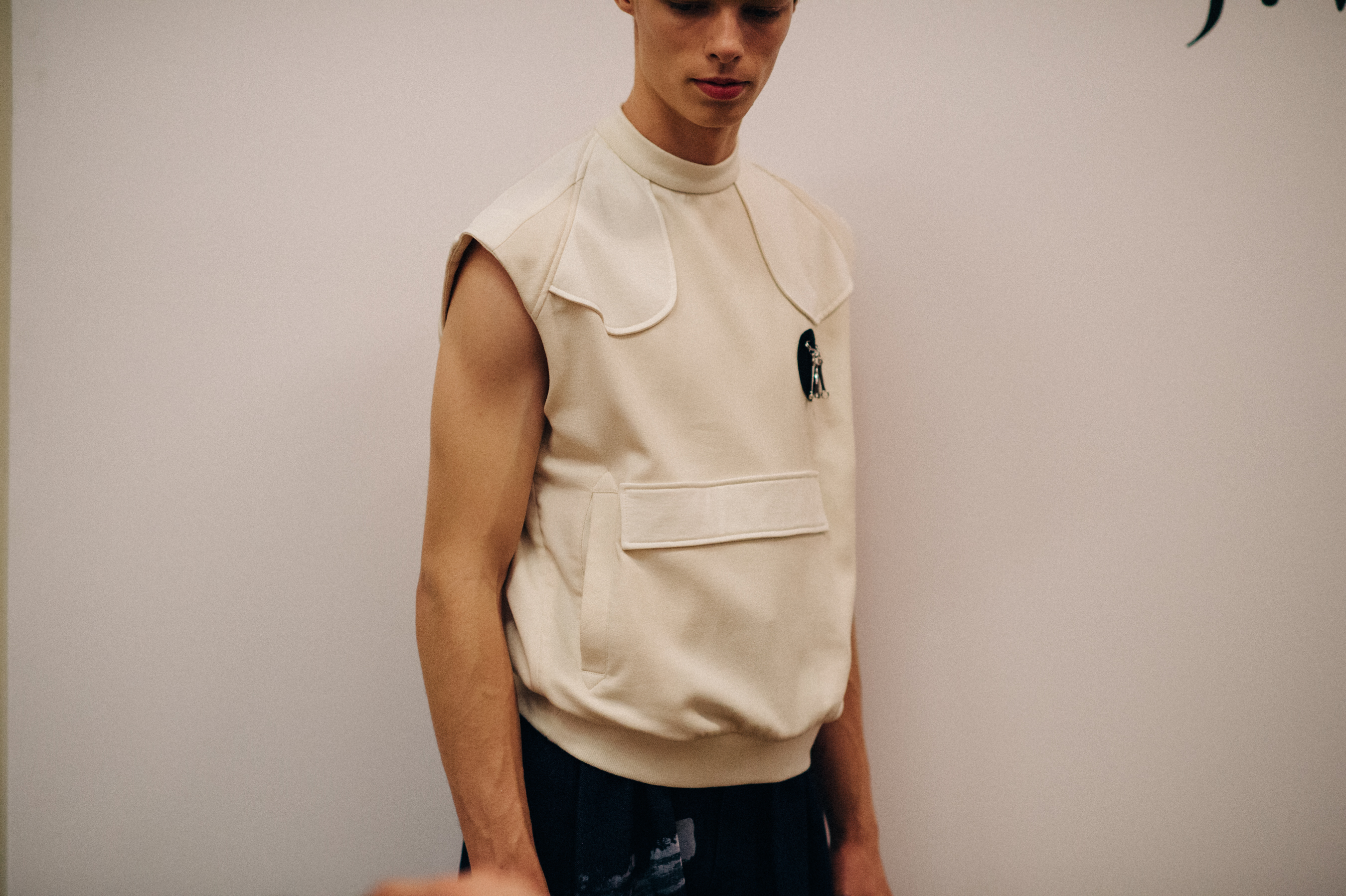 Male model Asger Nedergaard before the show
