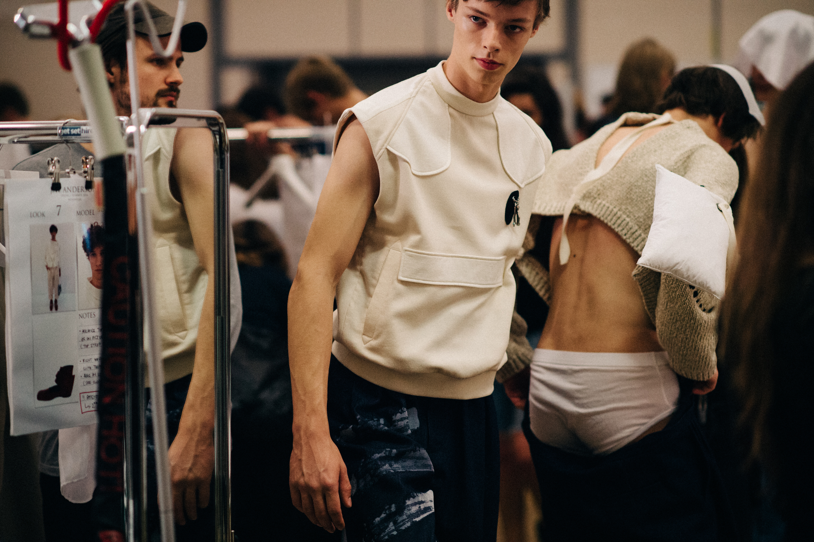 Male model Asger Nedergaard before the show