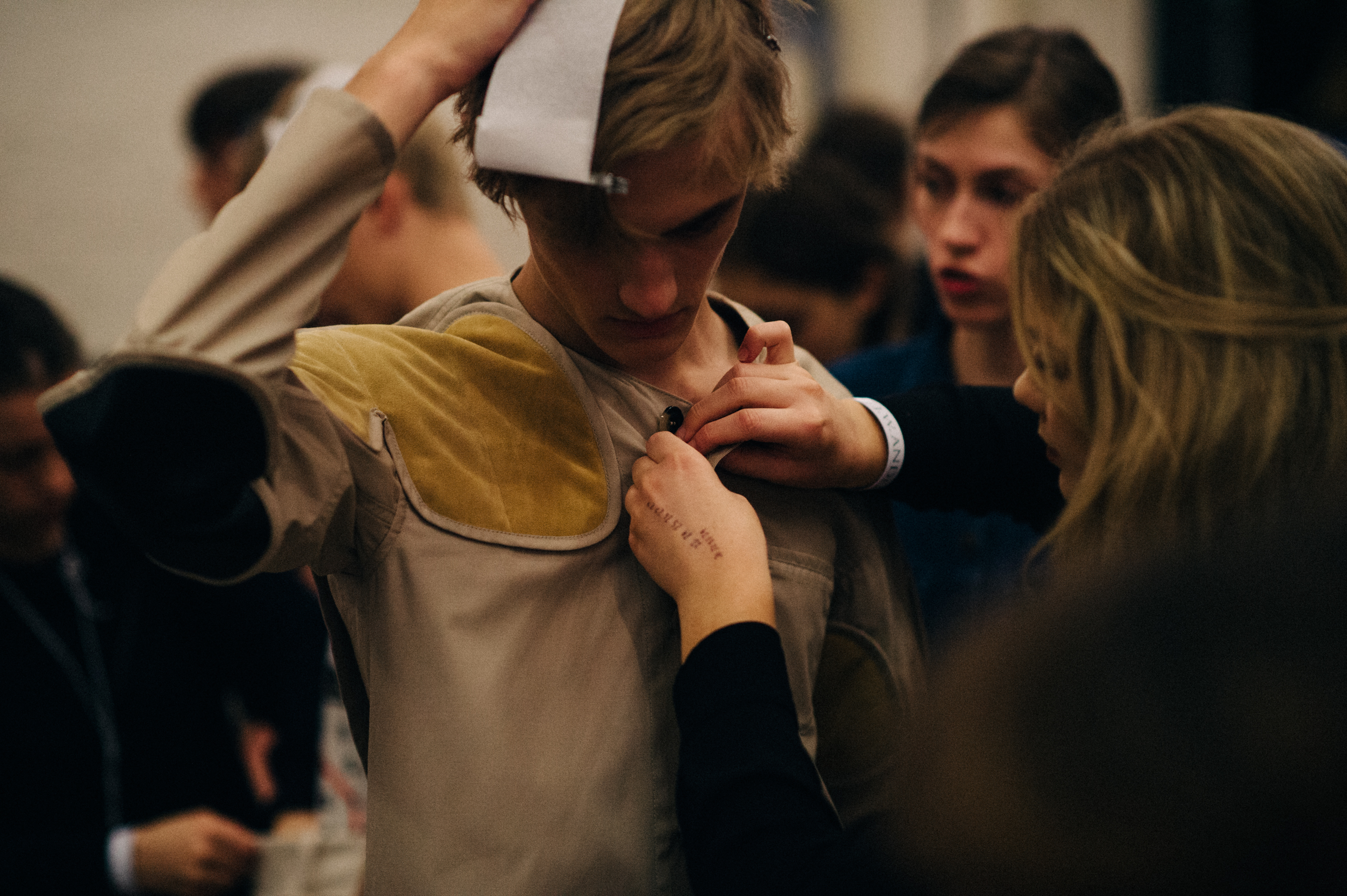 Male model Ko Grimmer before the show