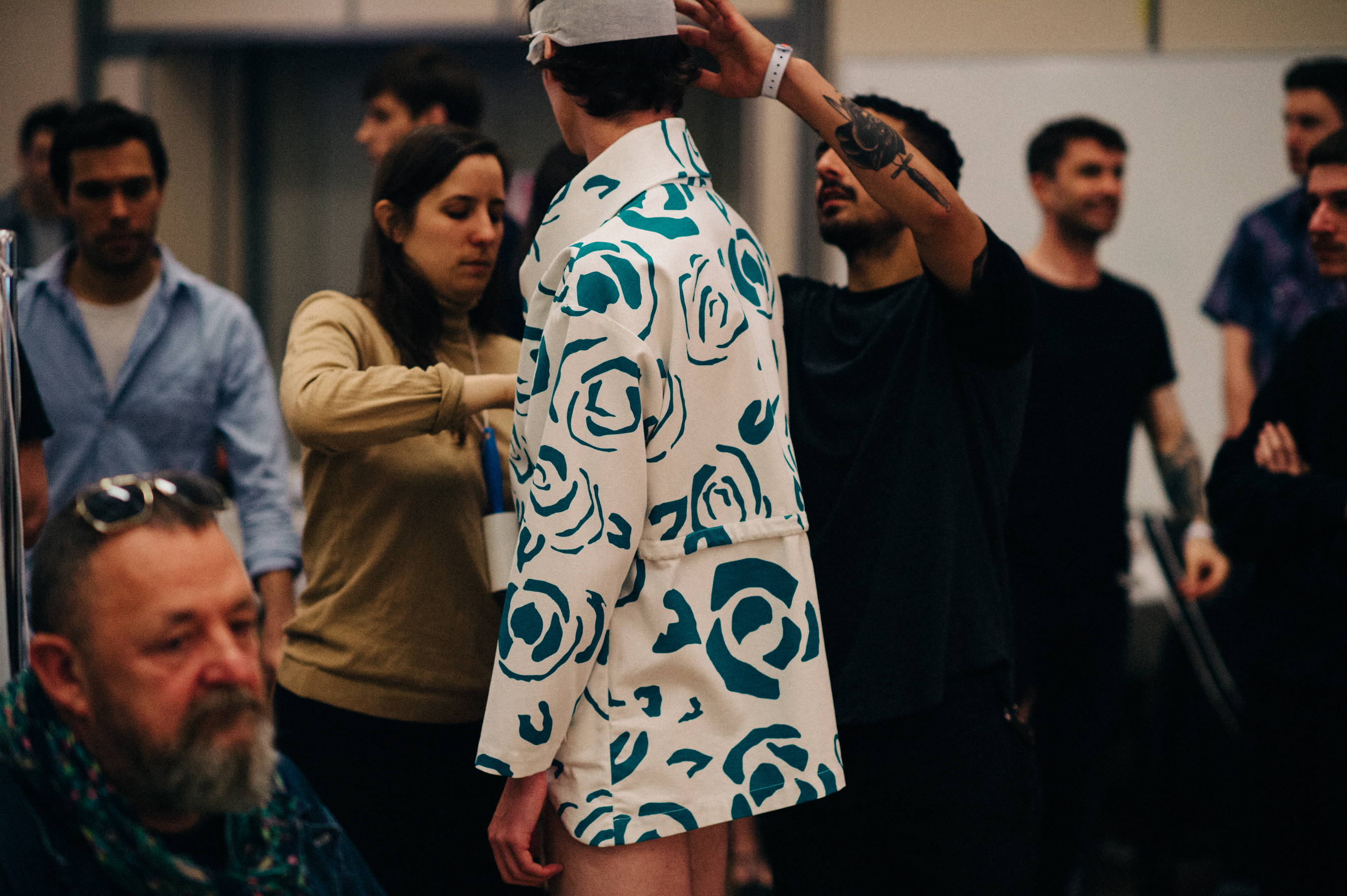 Male model Kevin Cahay before the show
