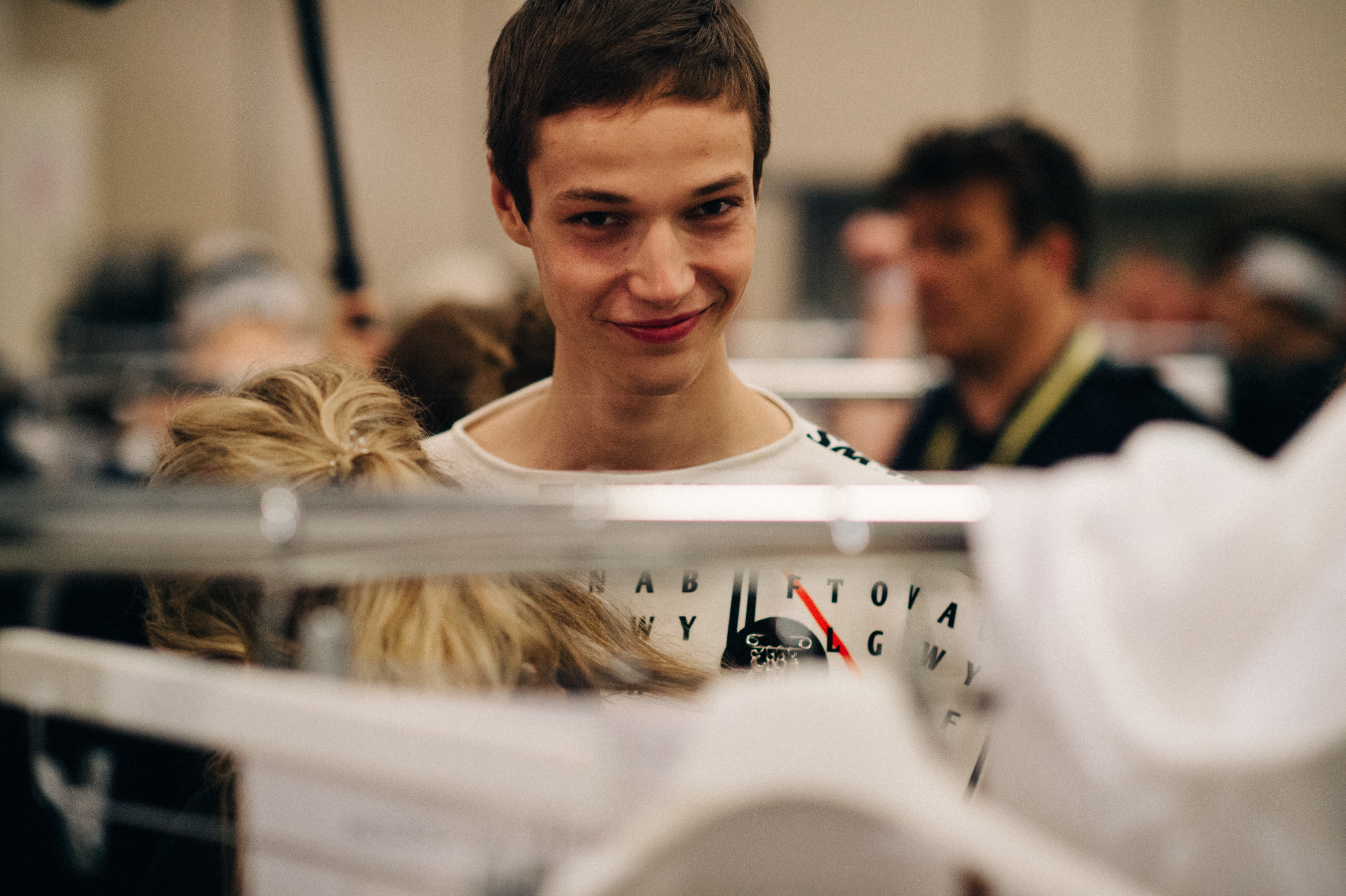 Male model Paulius Meskauskas before the show
