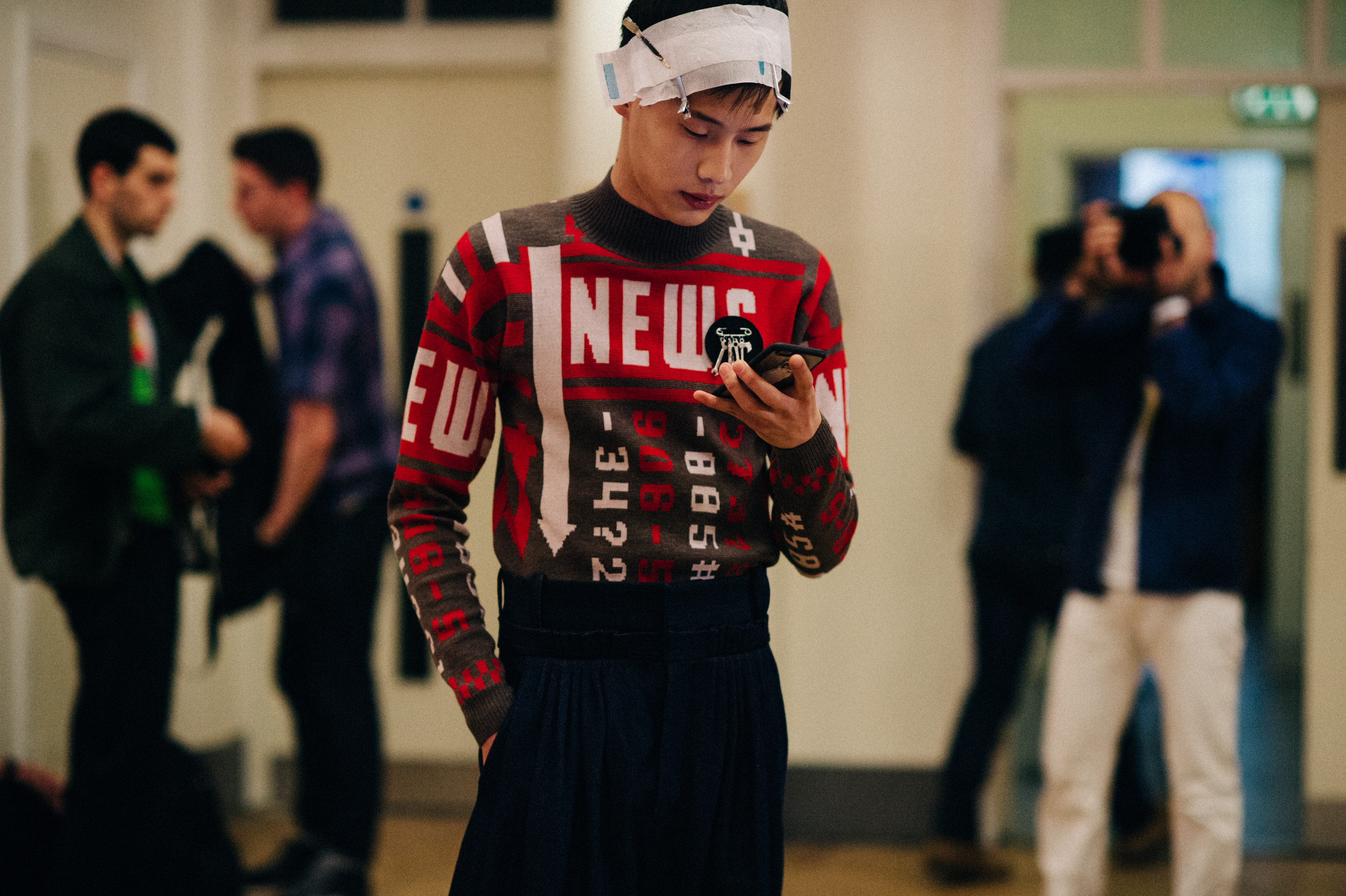 Male model Chenming Wang before the show