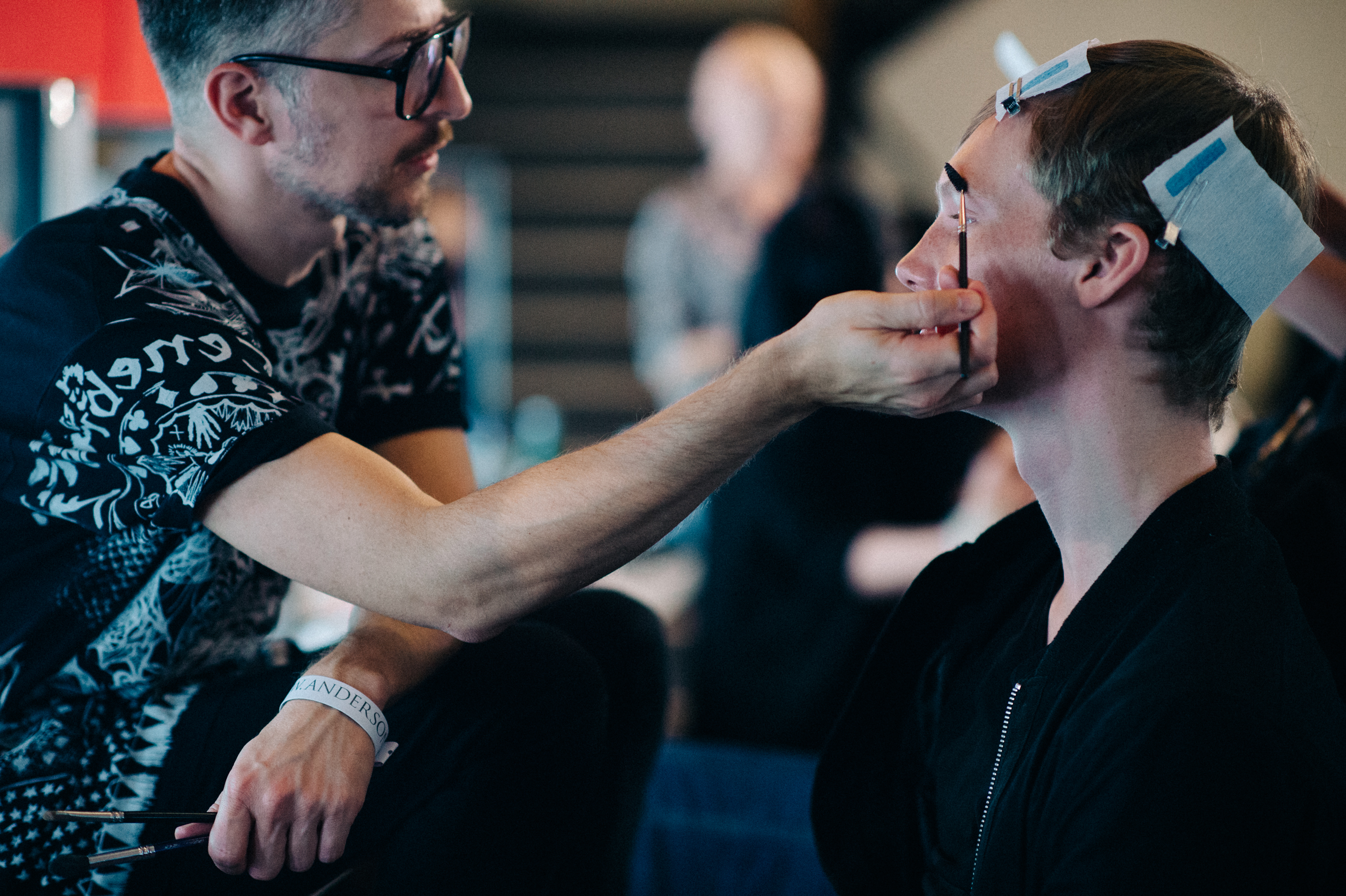 Male model in hair and makeup