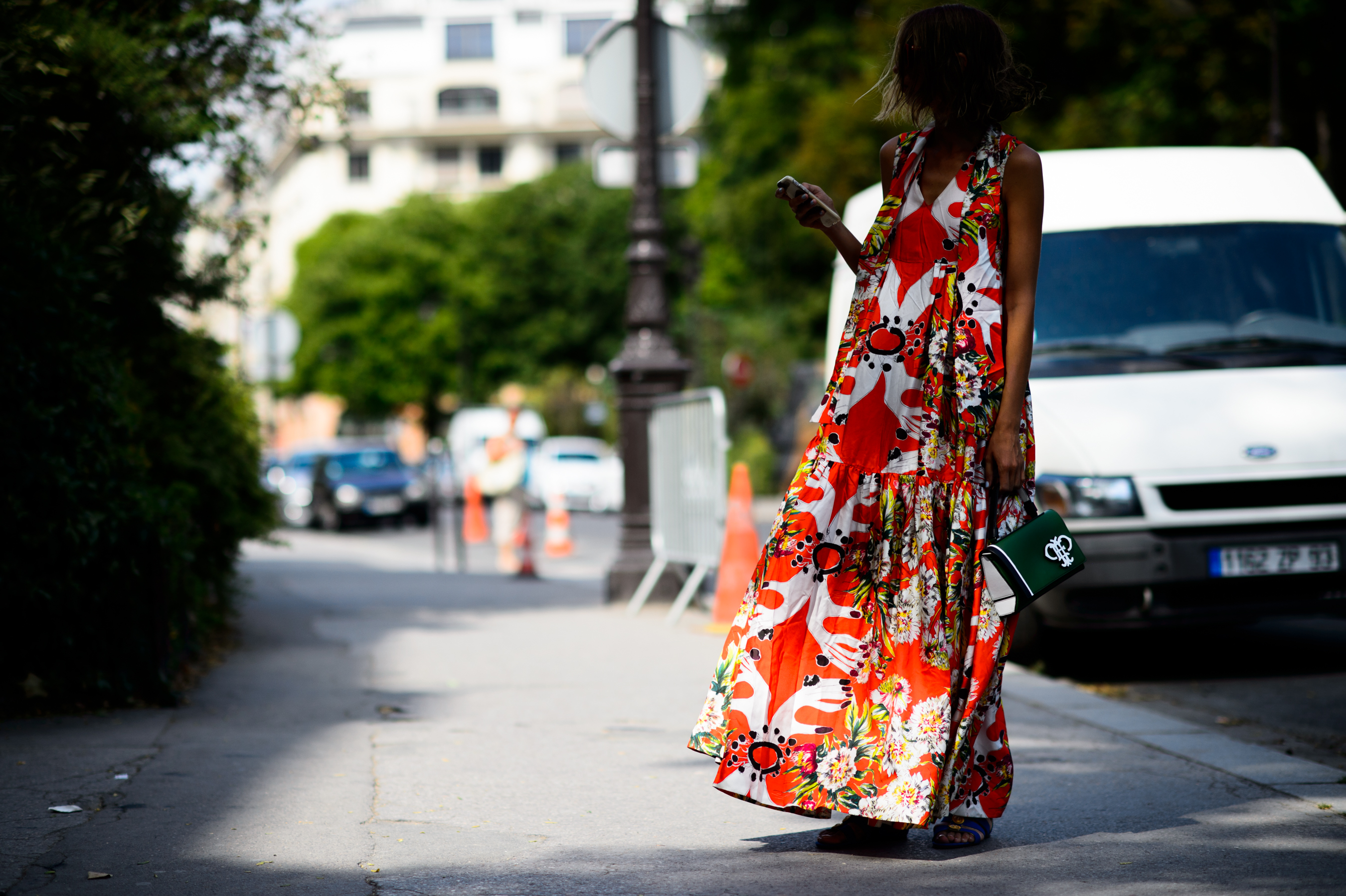 Argentinian woman wearing a red floral dress