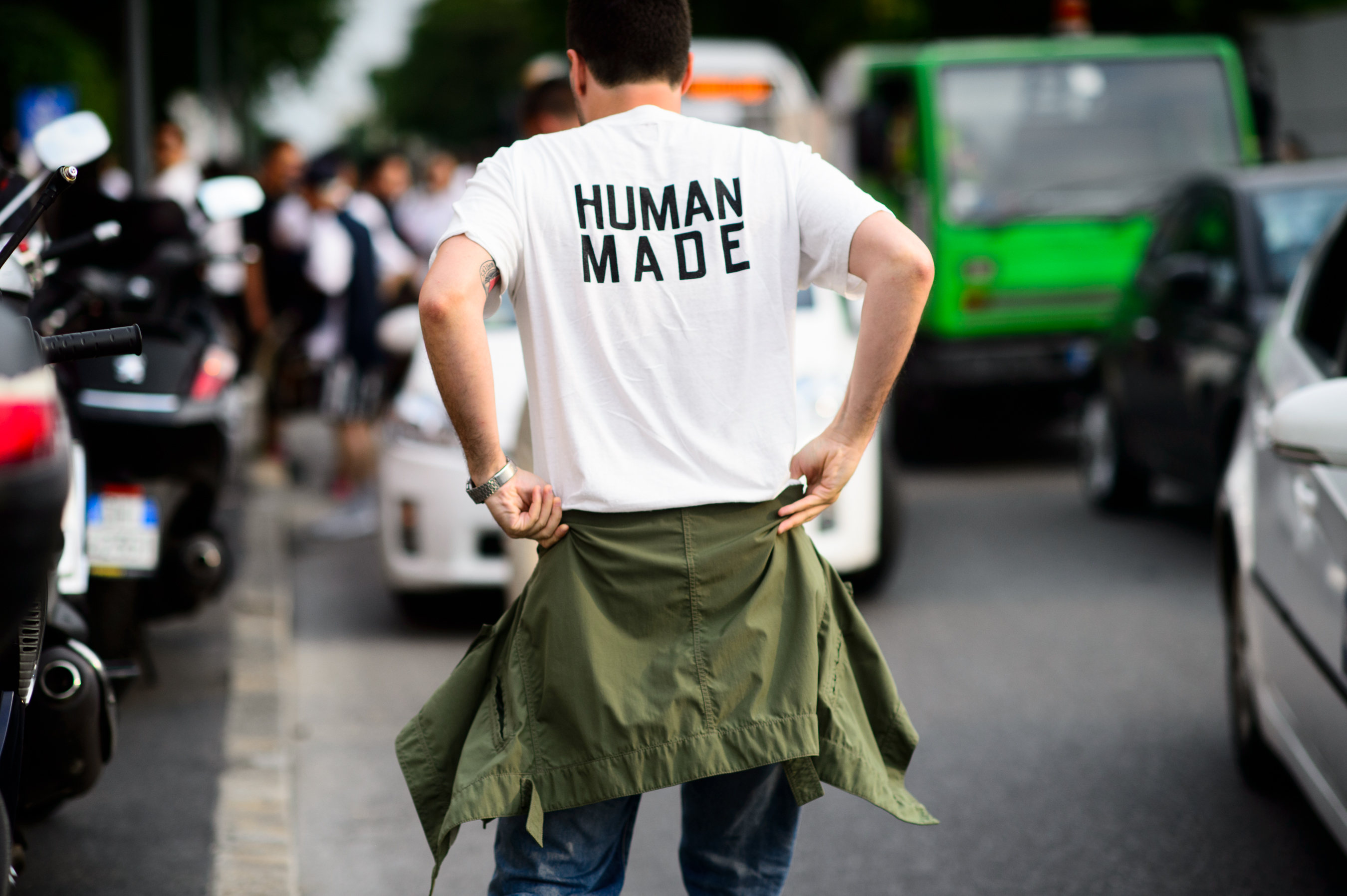 Man wearing a Human Made T-Shirt