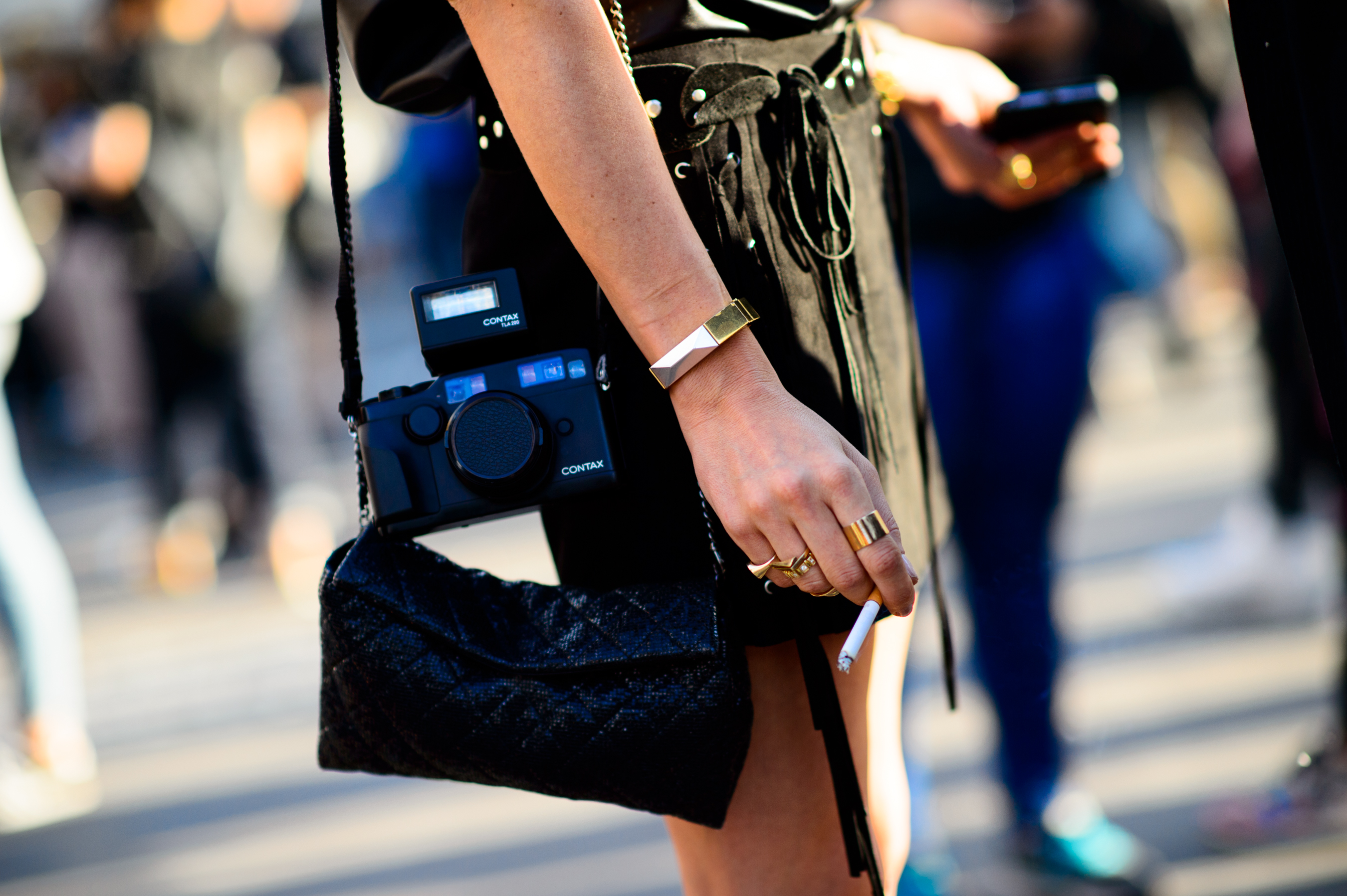 Stylist before the show with her camera