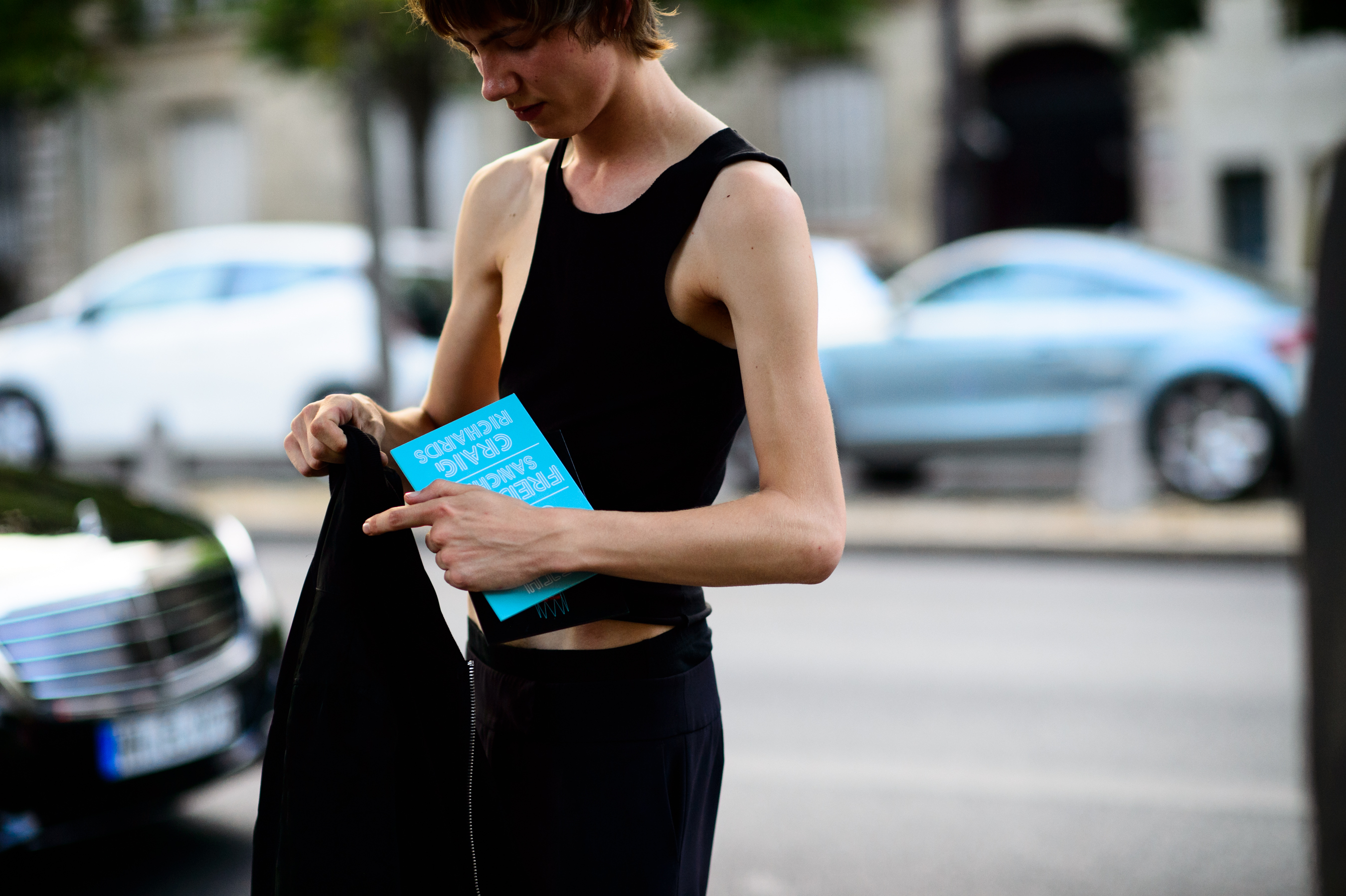 Male model before Miu Miu show