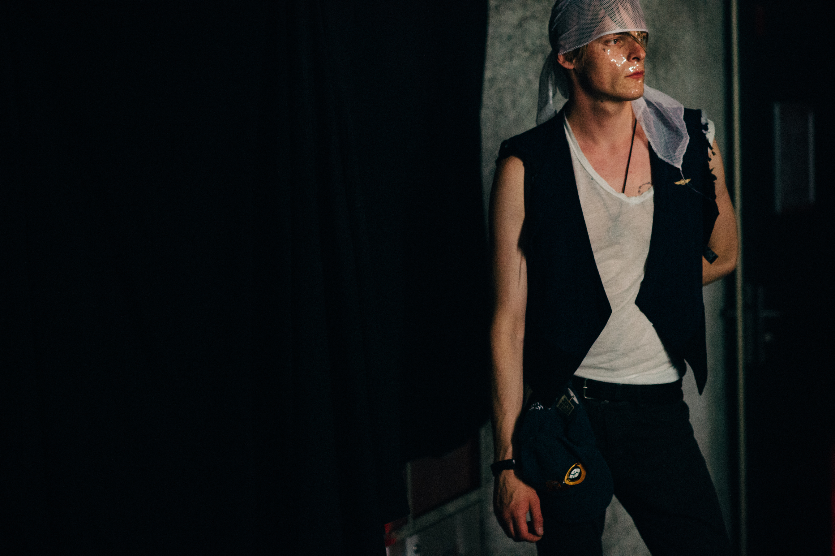 Male model is waiting at the rehearsal