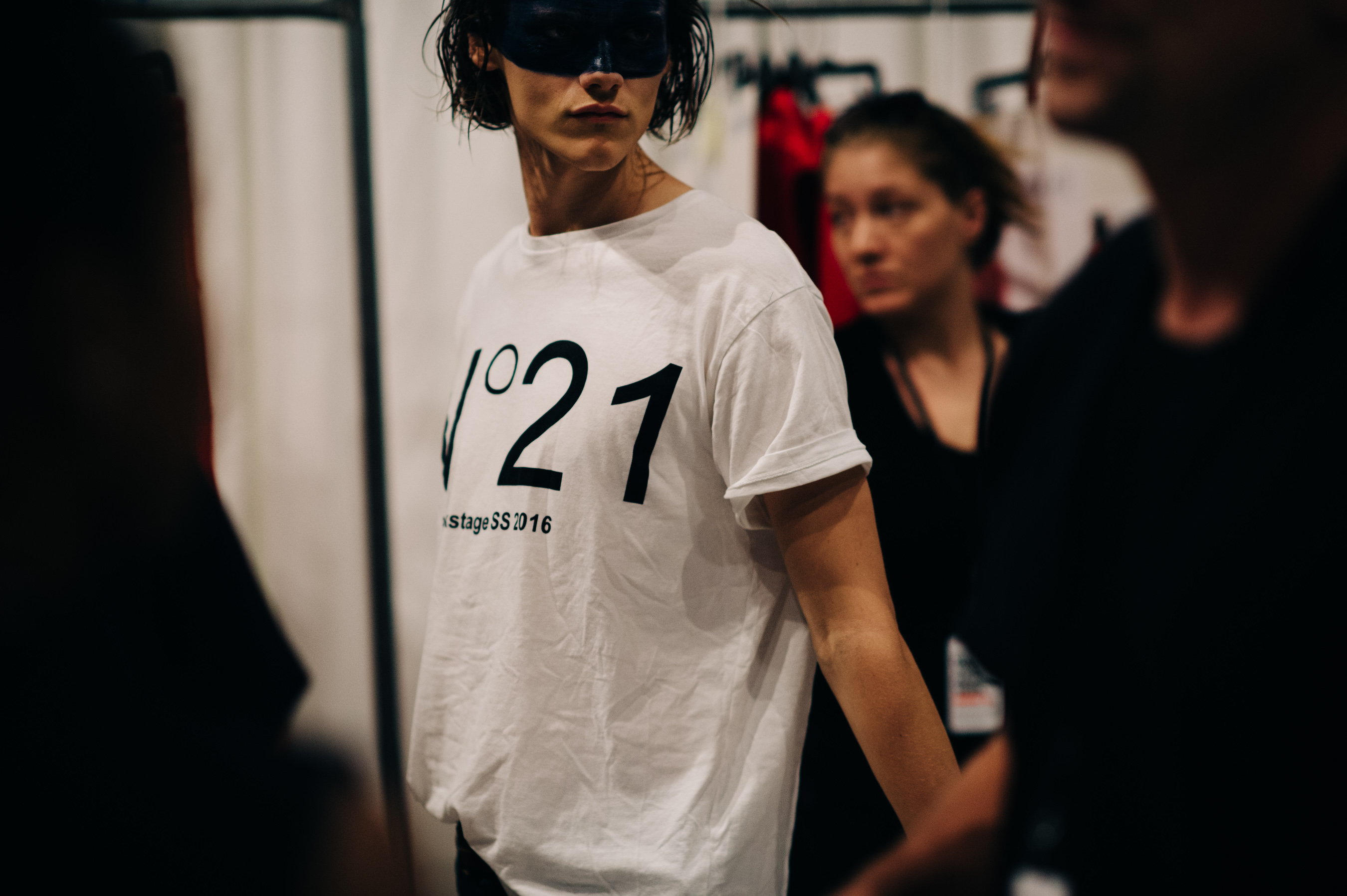 Male model stretching before the show