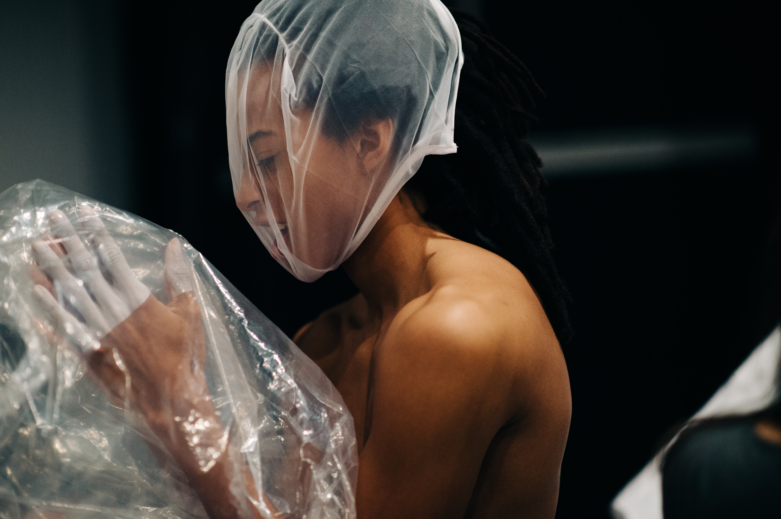 Male model getting dressed