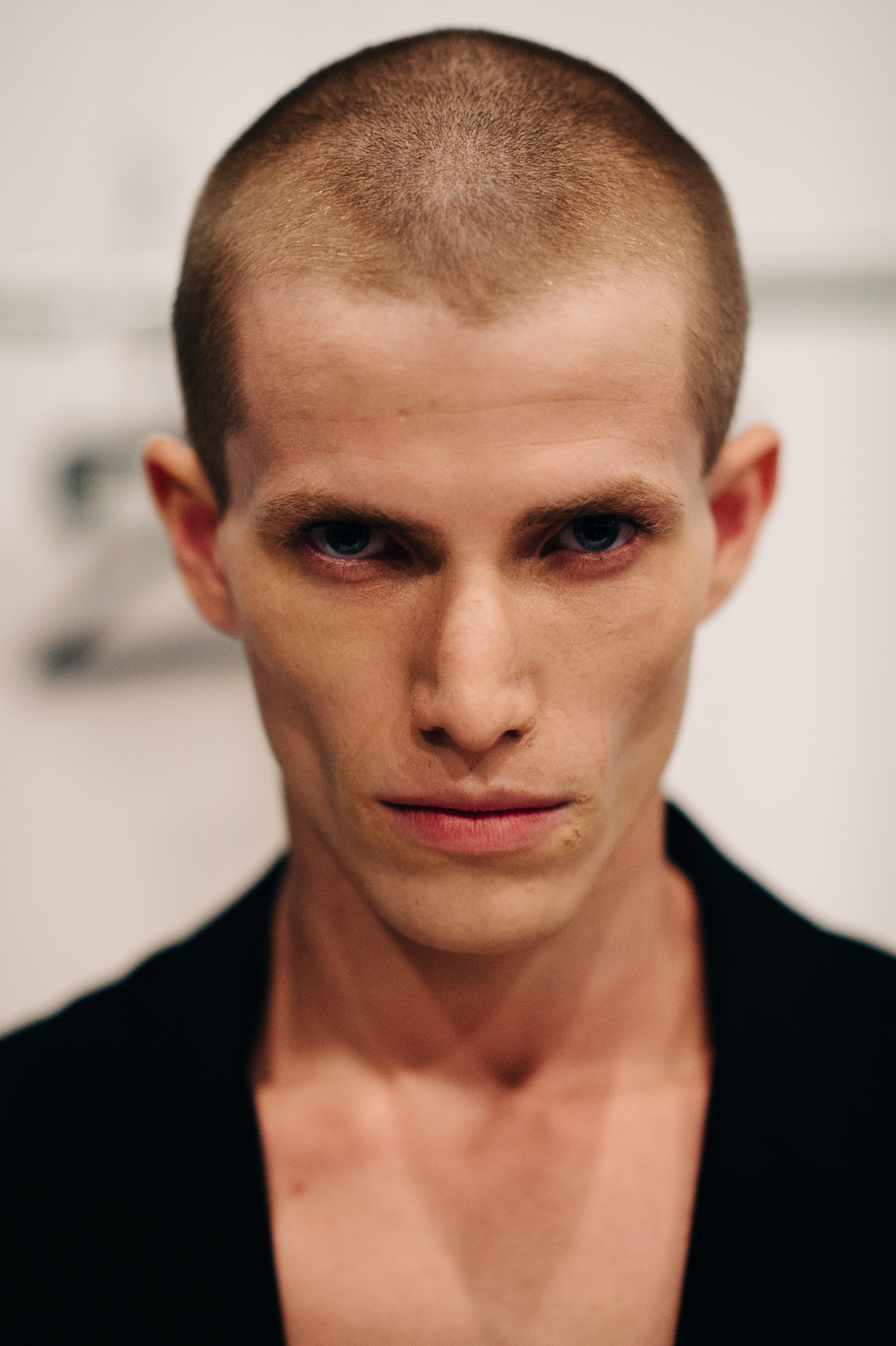 Portrait of male model with short hair