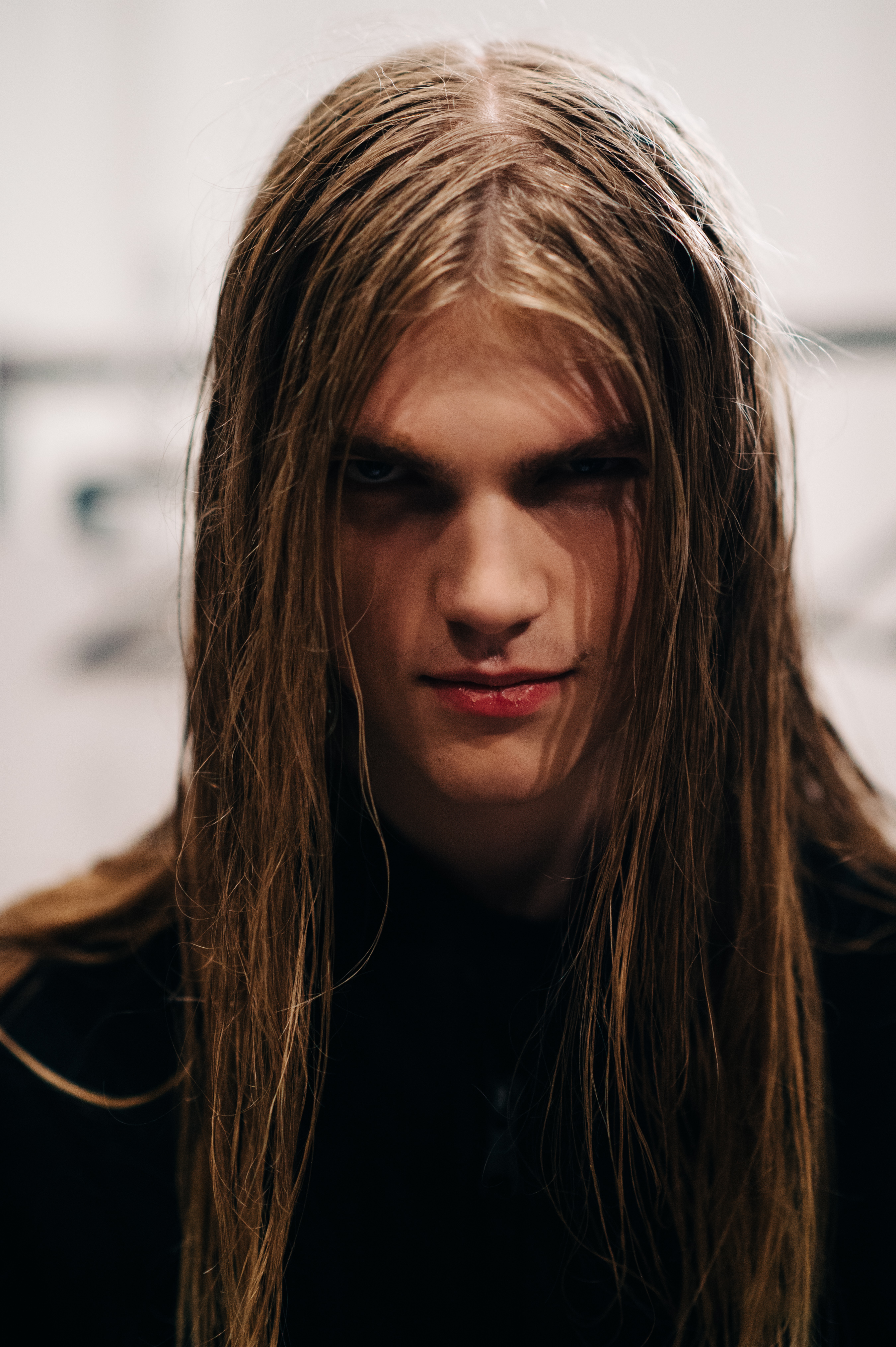 Portrait of male model before the show
