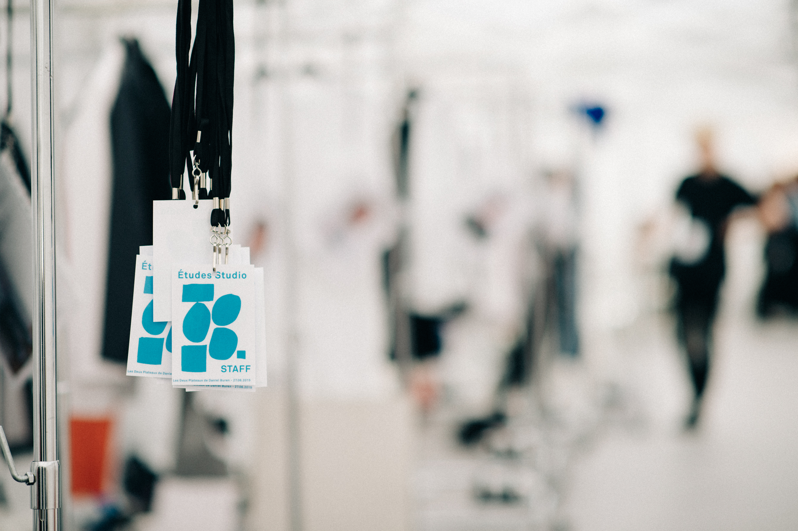 Tags with brand name hanging in the dressing room