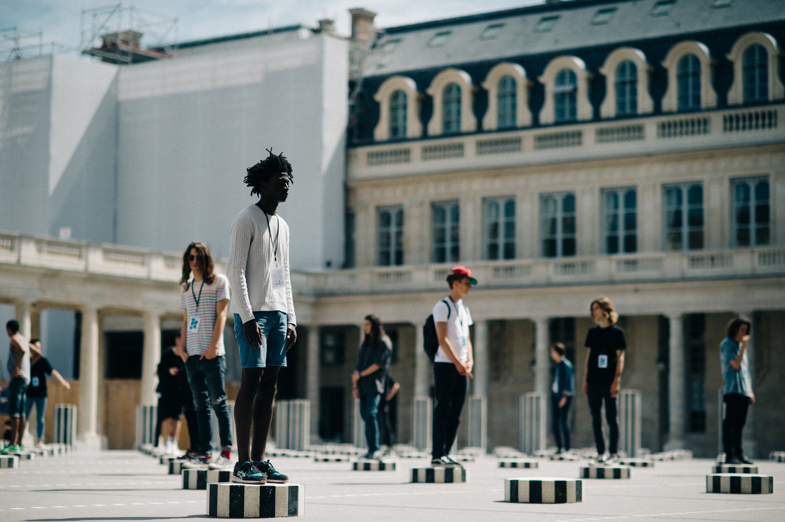 Male models rehearsing before the show