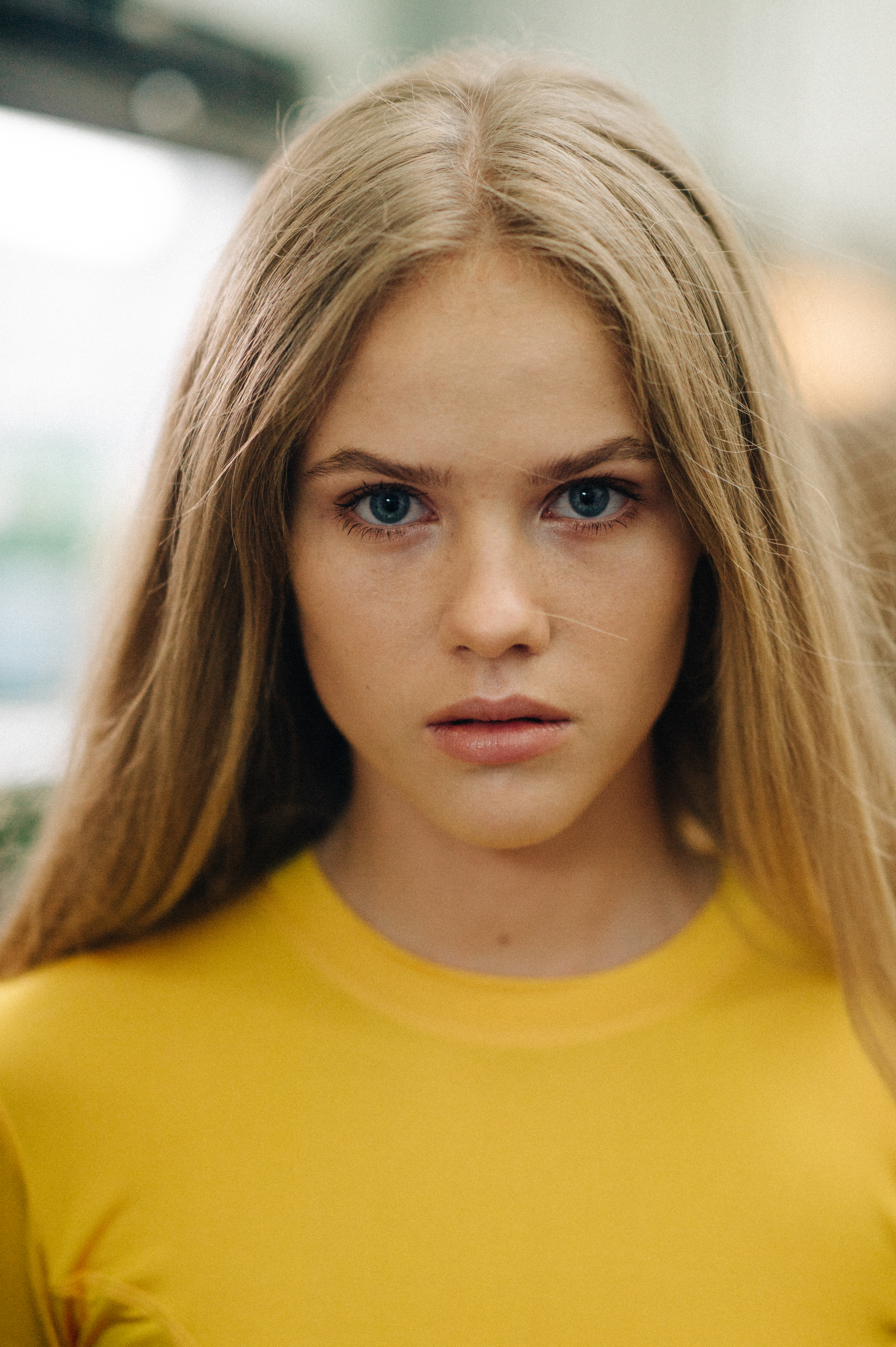 Young female model before the show