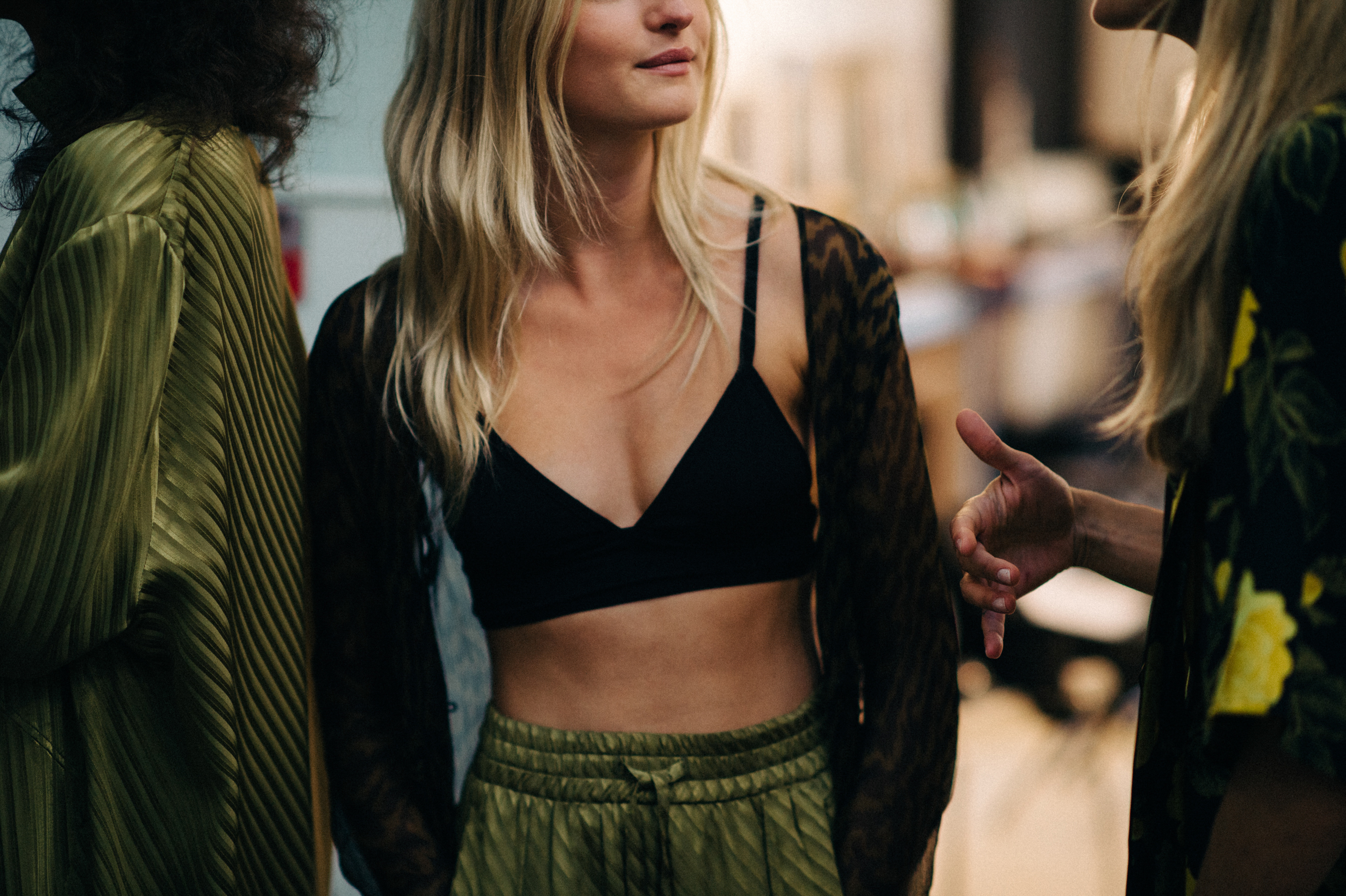 Model in top before the show
