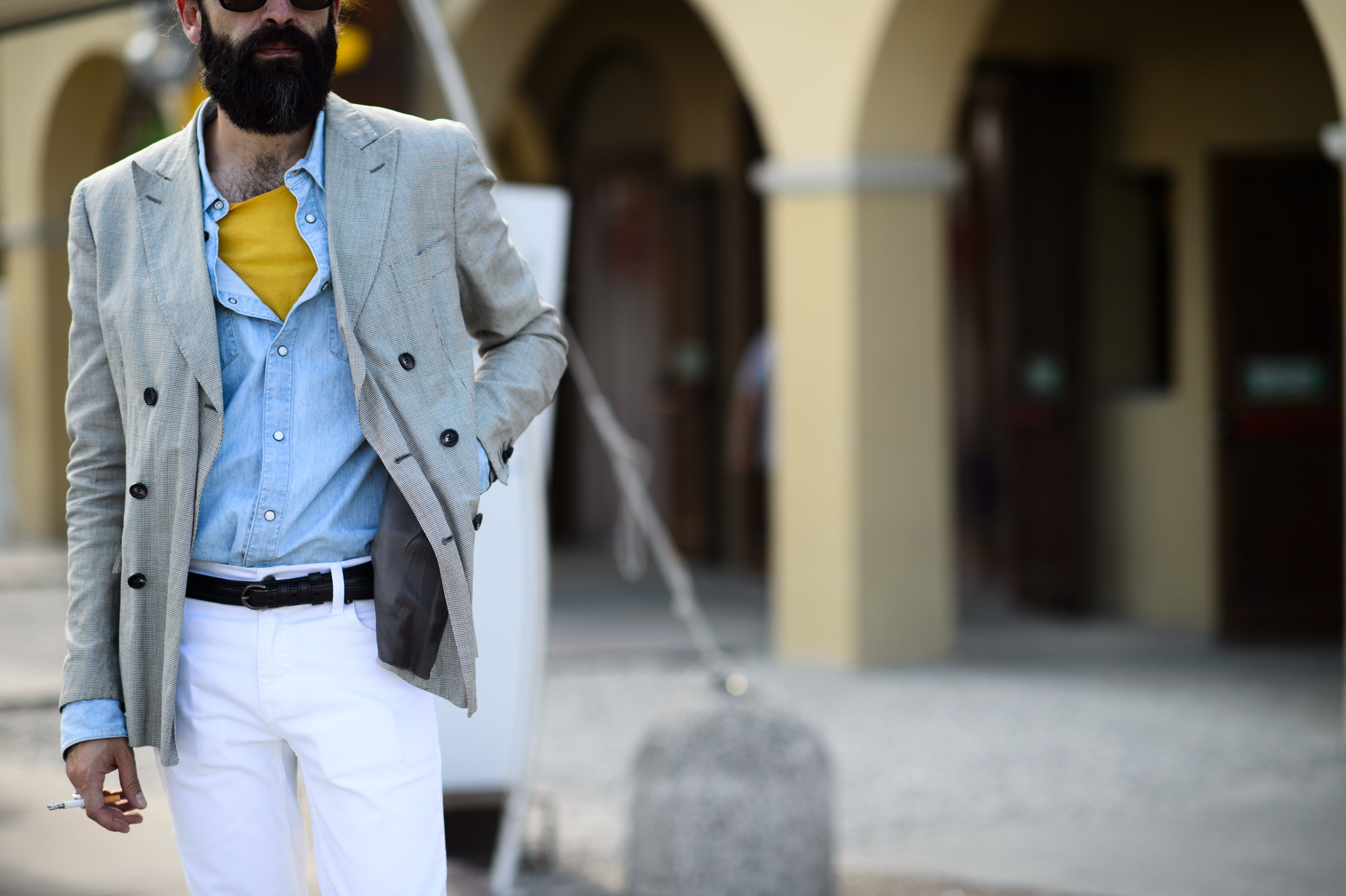 Man in a suit at Pitti Imagine Uomo expo