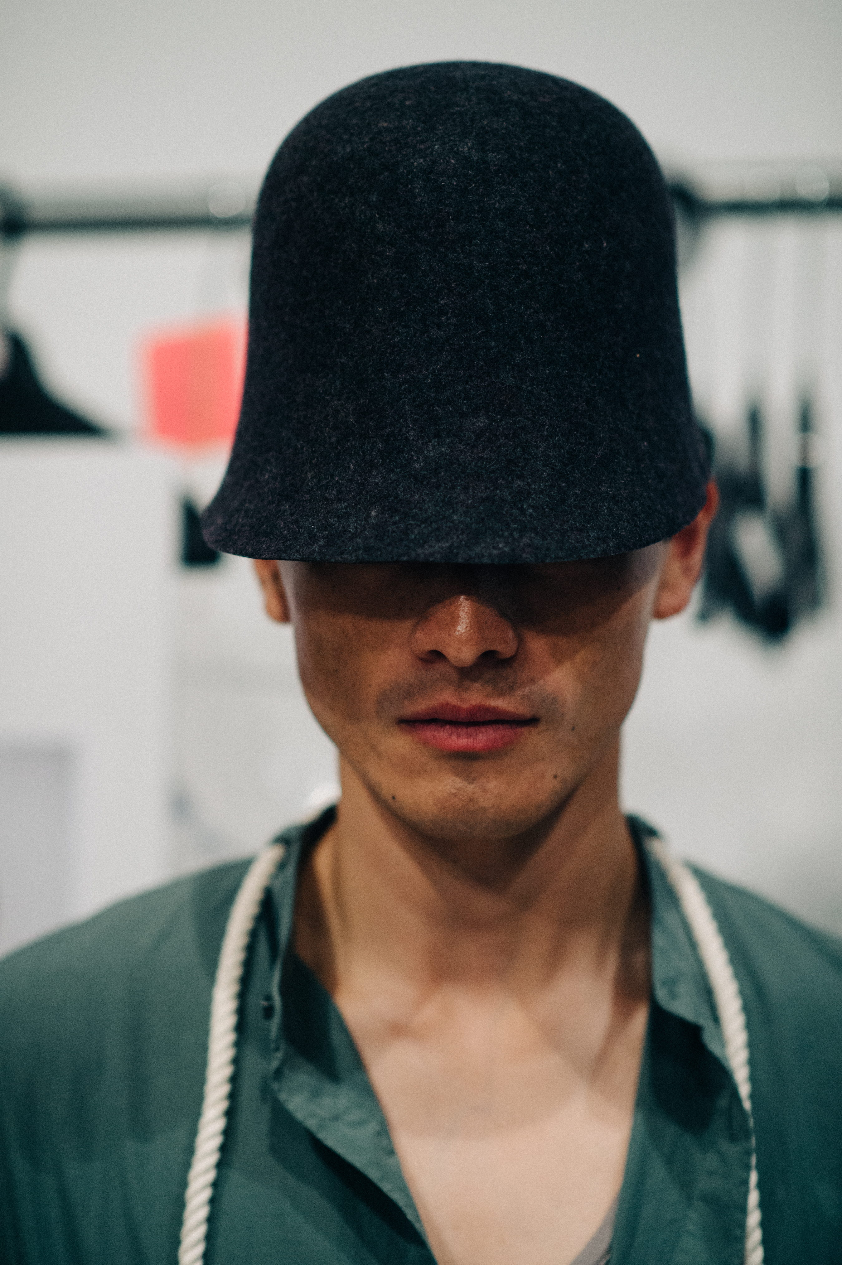 Portrait of a male model before the show
