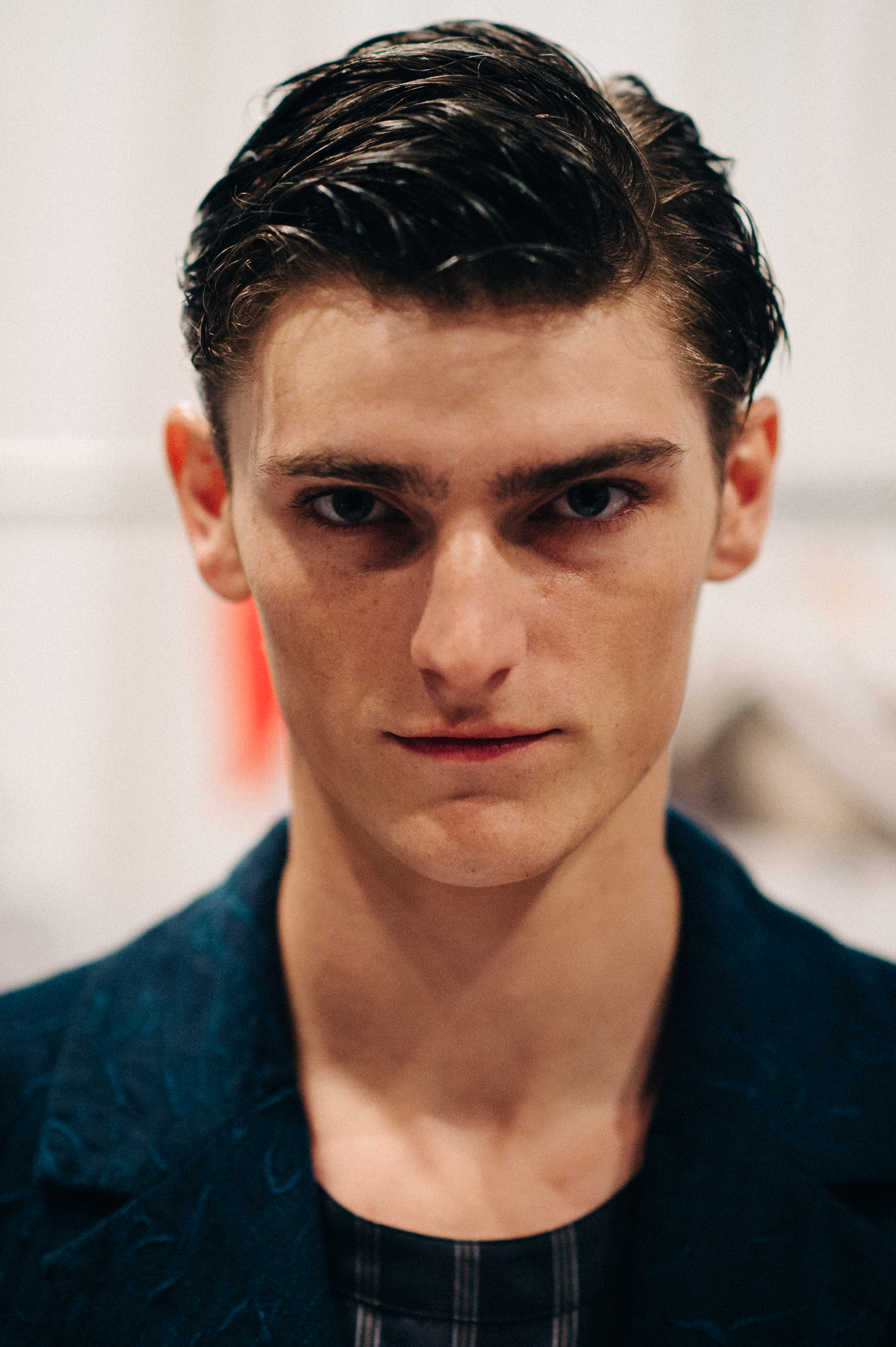 Portrait of American male model before the show