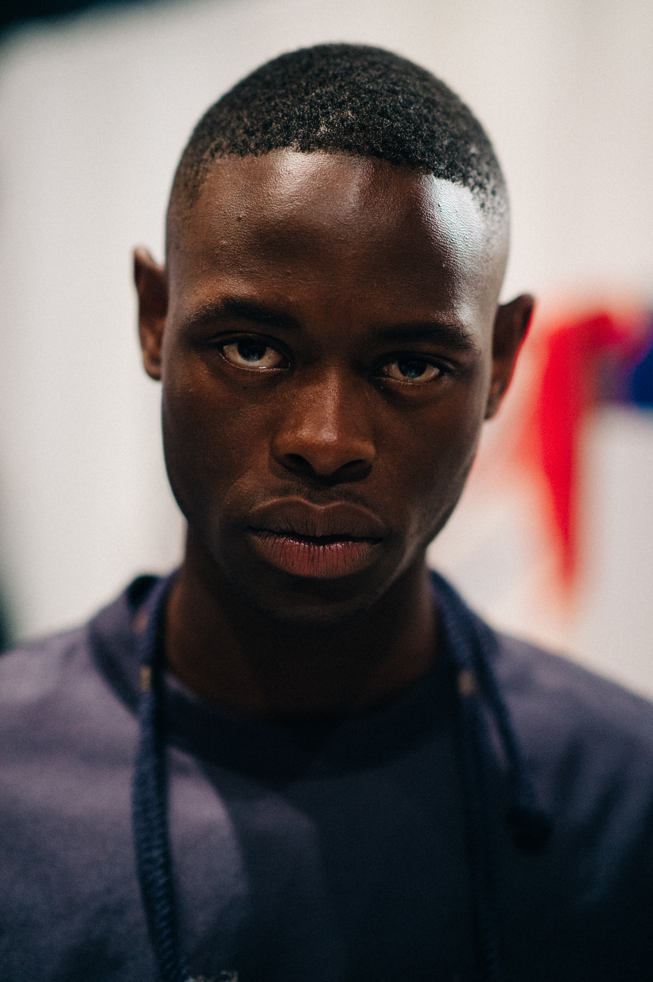 Portrait of African male model before the show