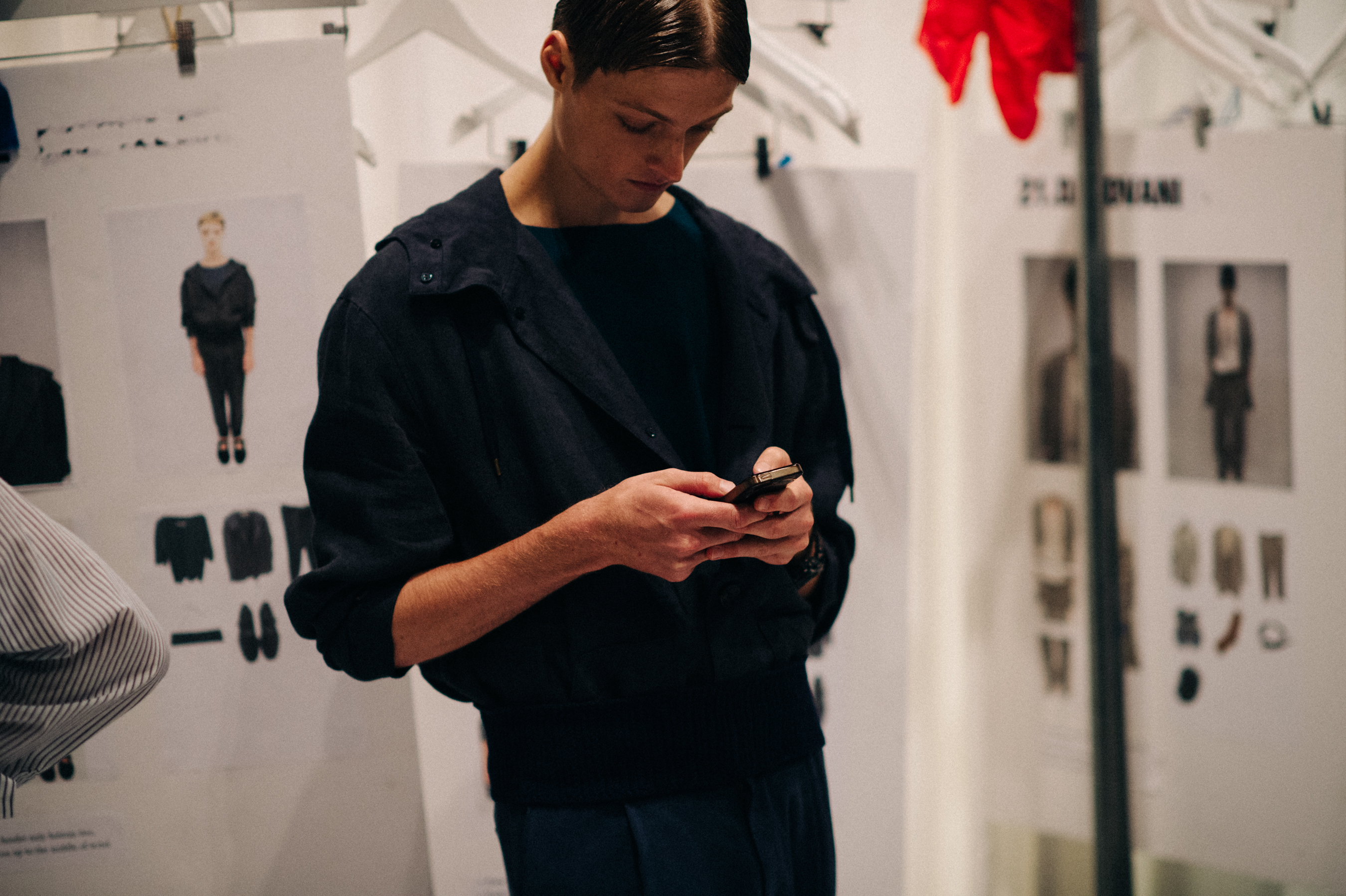 Male model before the show