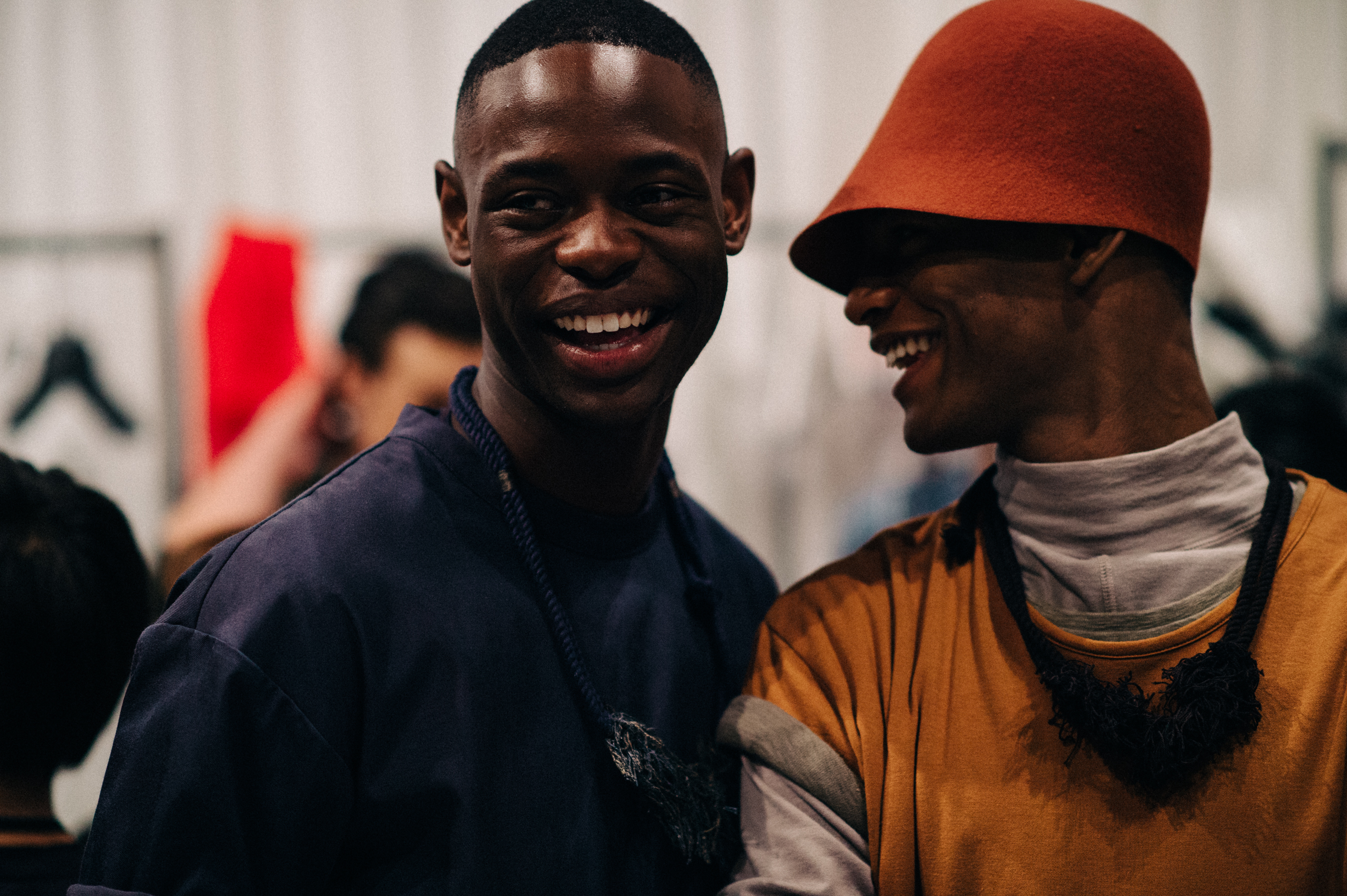 Two male models before the show