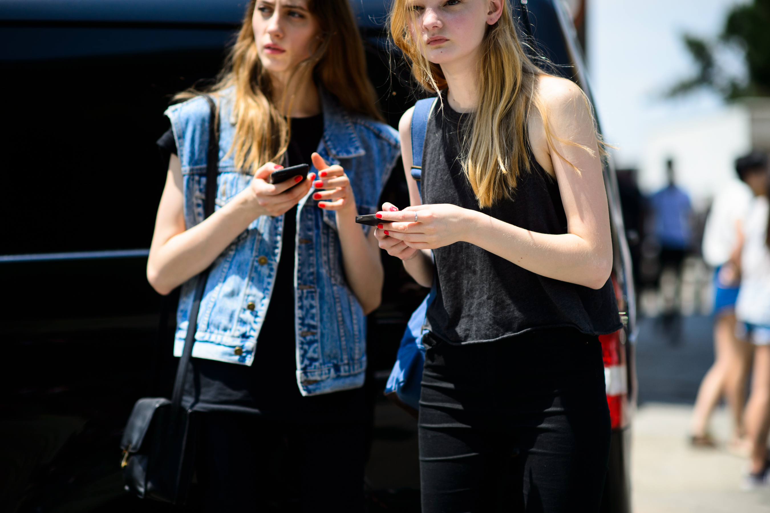 Two Russian models after Gucci menswear show