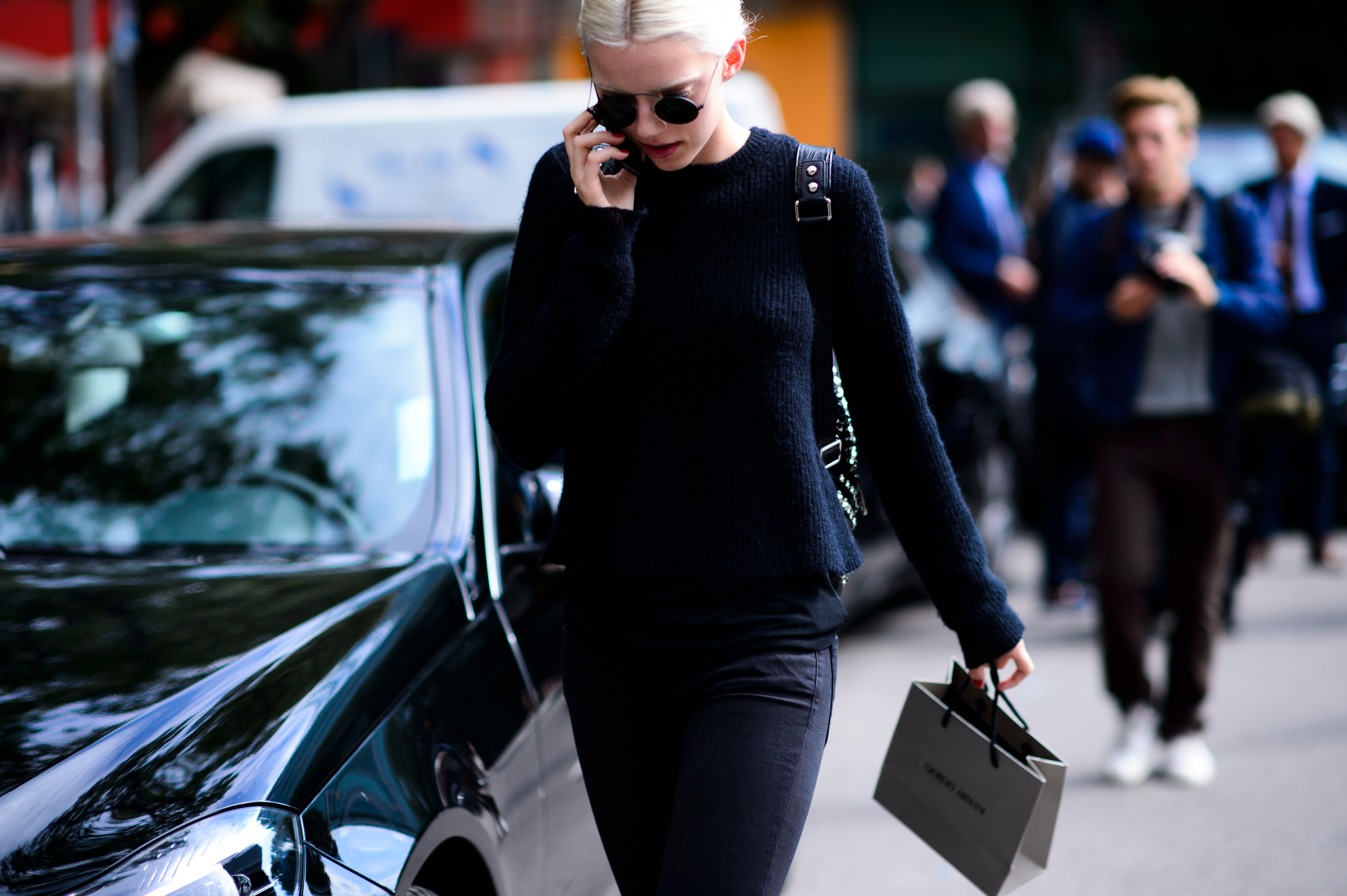 American model after Armani show
