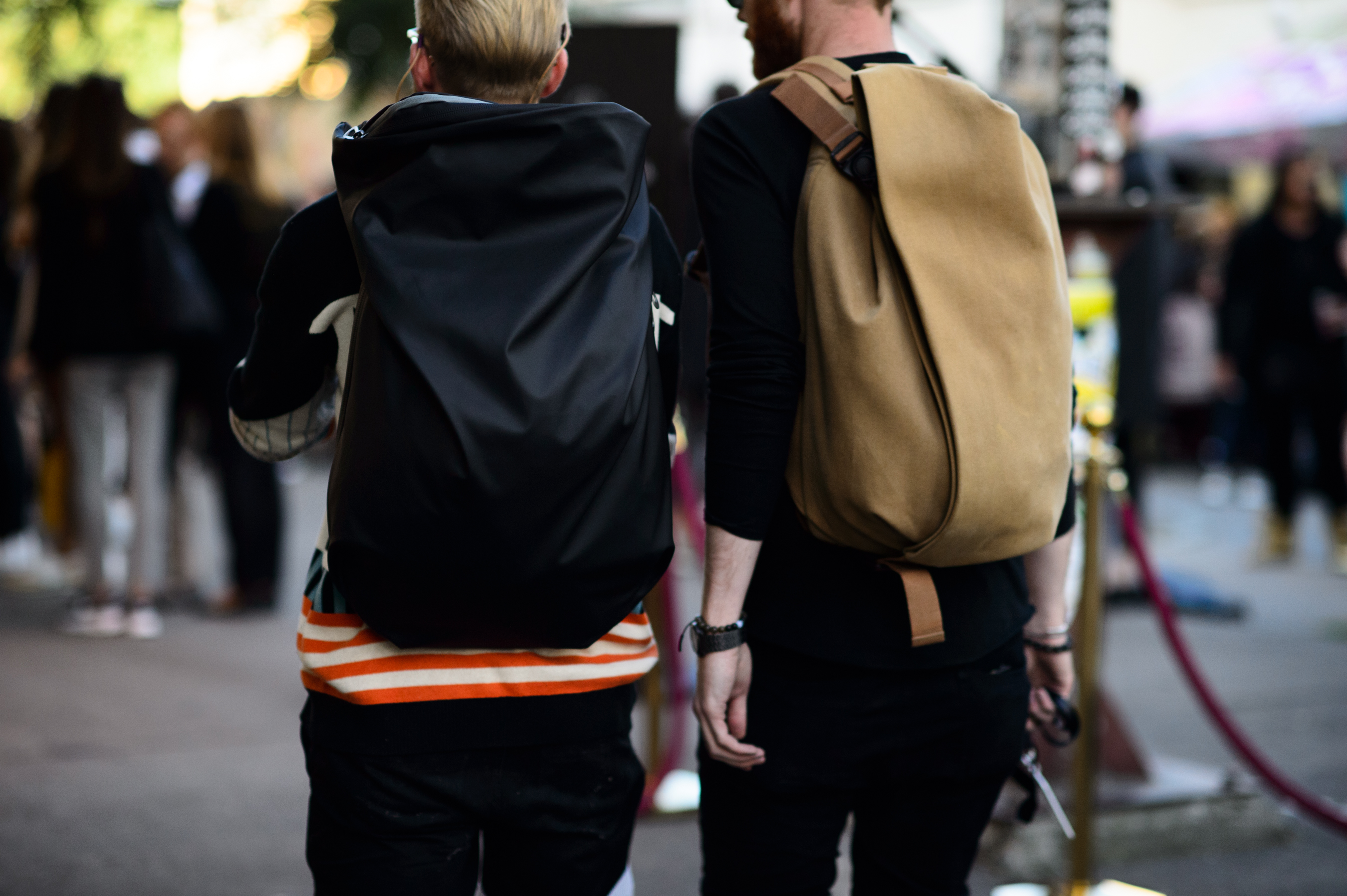 Shot of two men with backpacks