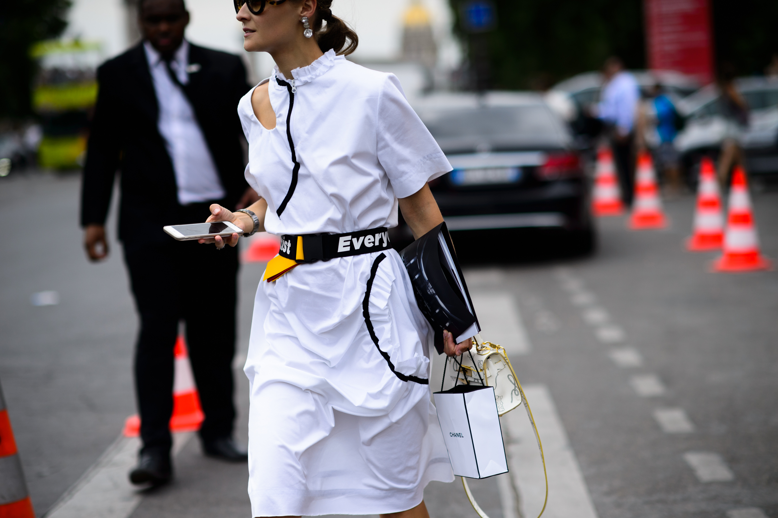 Ukrainian woman wearing white cotton dress